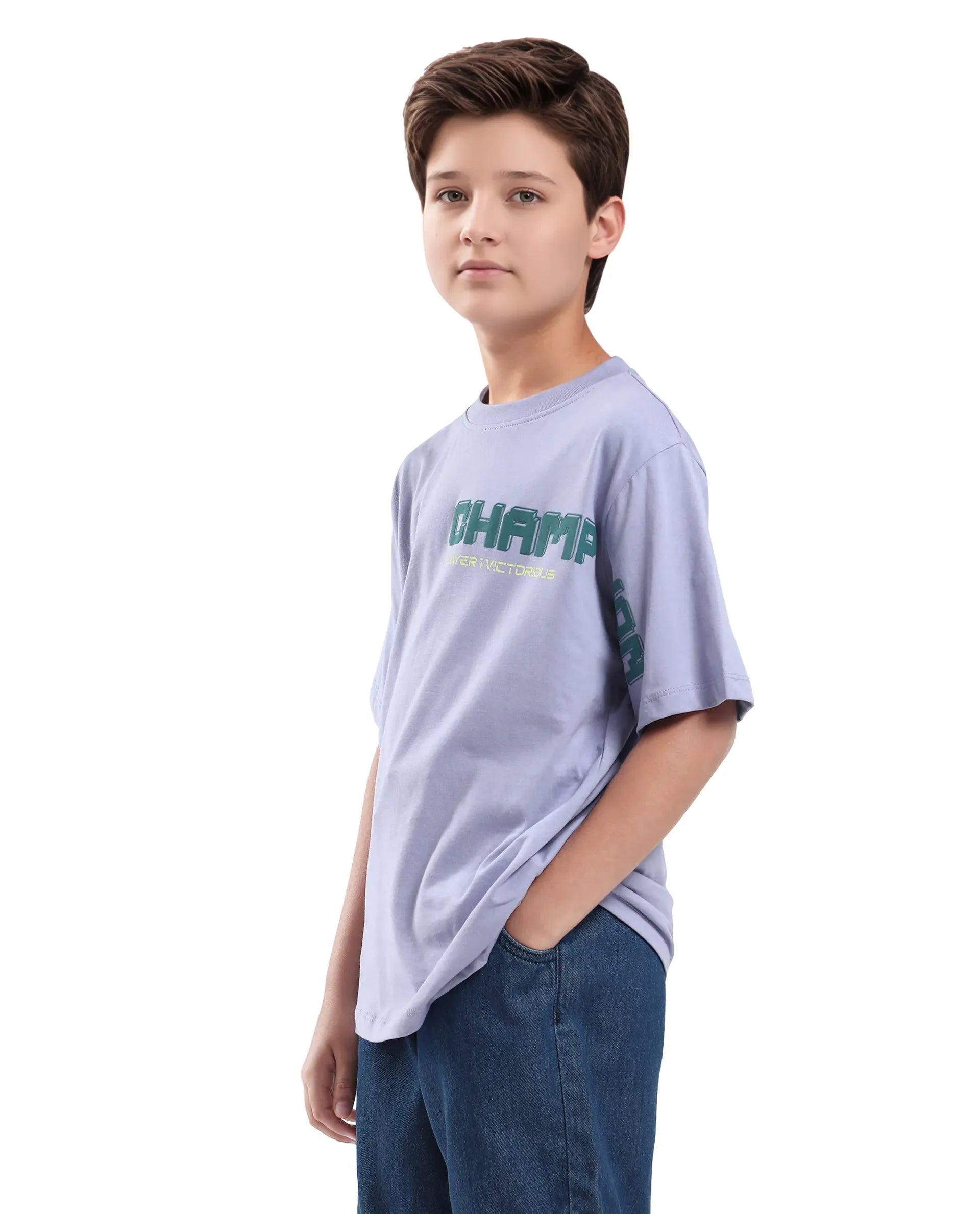 Rare Ones Kids Hype Purple Cotton Half Sleeve Graphic Print Slip-On Closure Regular Fit T-Shirt