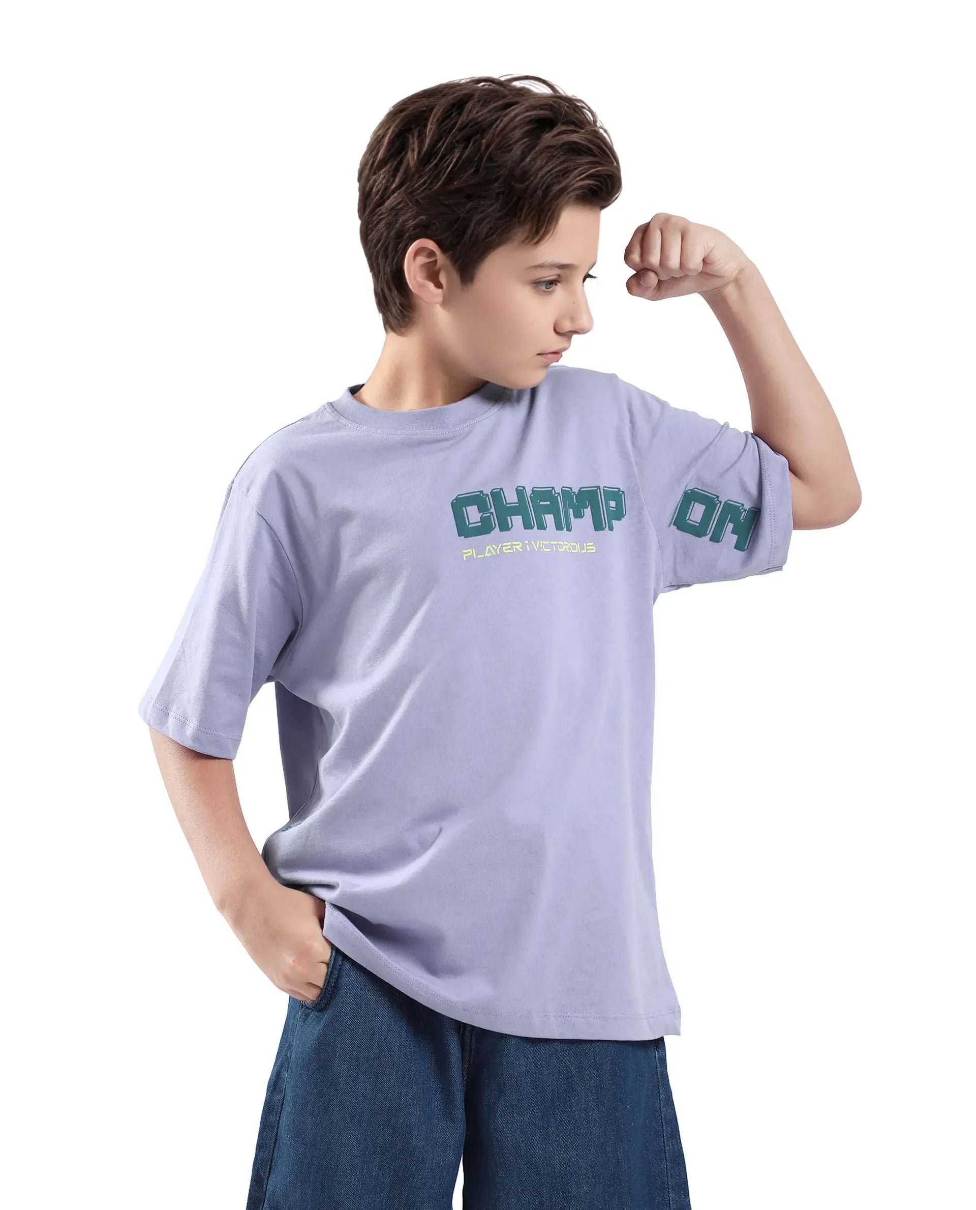 Rare Ones Kids Hype Purple Cotton Half Sleeve Graphic Print Slip-On Closure Regular Fit T-Shirt