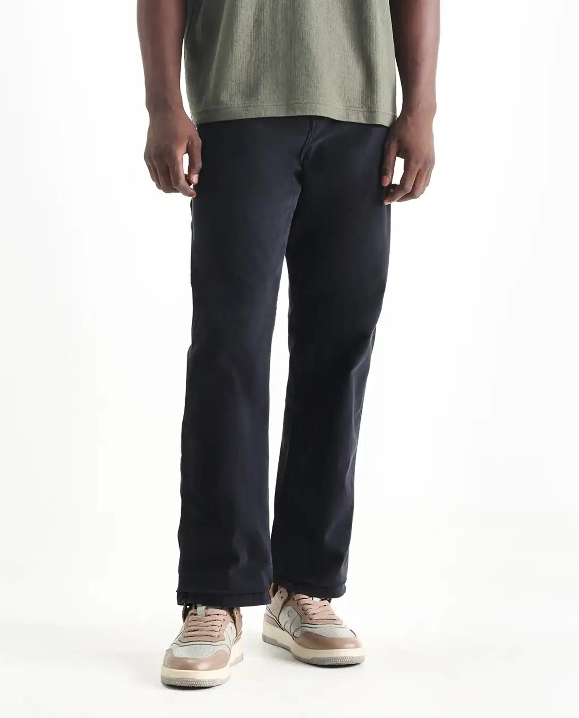 Rare Rabbit Men's Arni Navy Cotton Plain Carpenter Fit Jeans