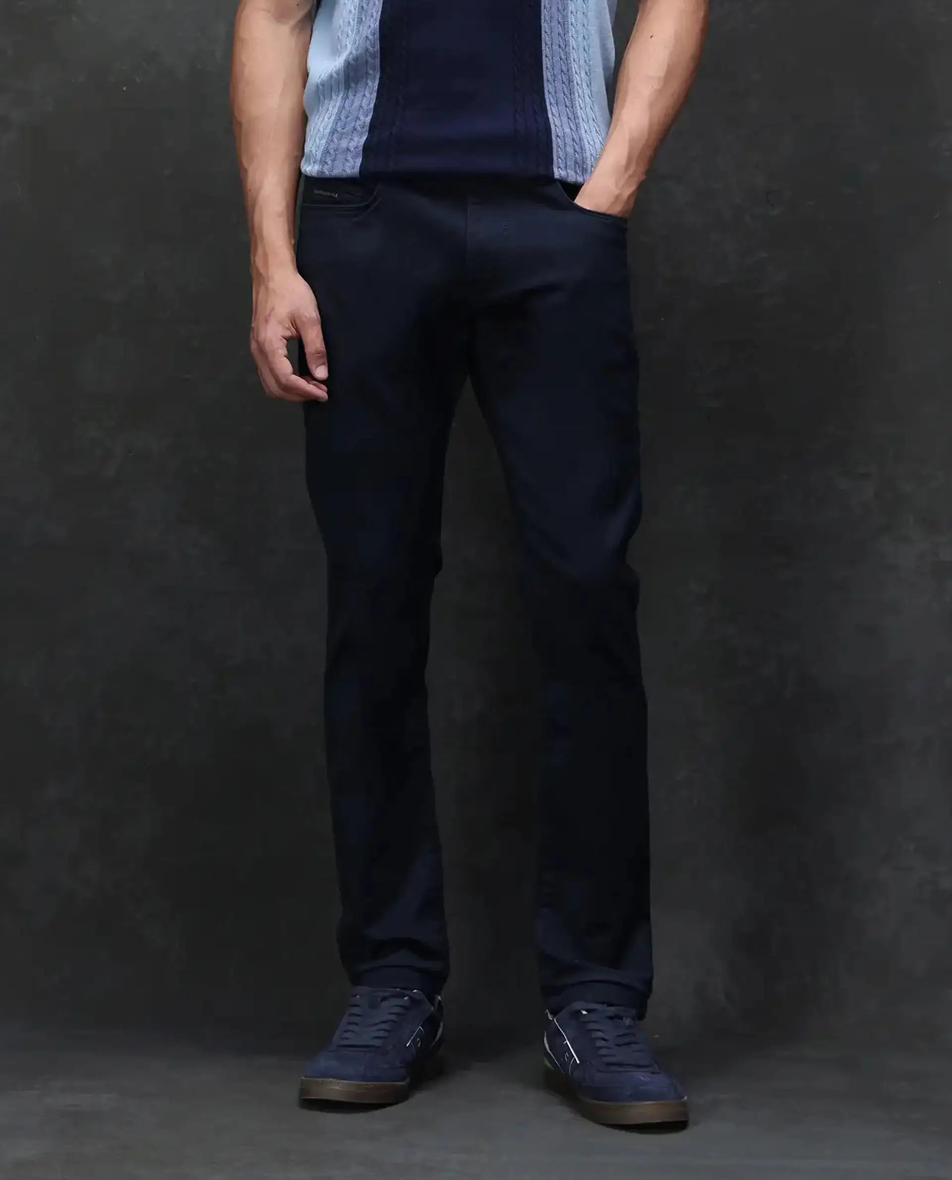 Rare Rabbit Men's Cordon Dark Navy Cotton Plain Hawk Slim Fit Jeans