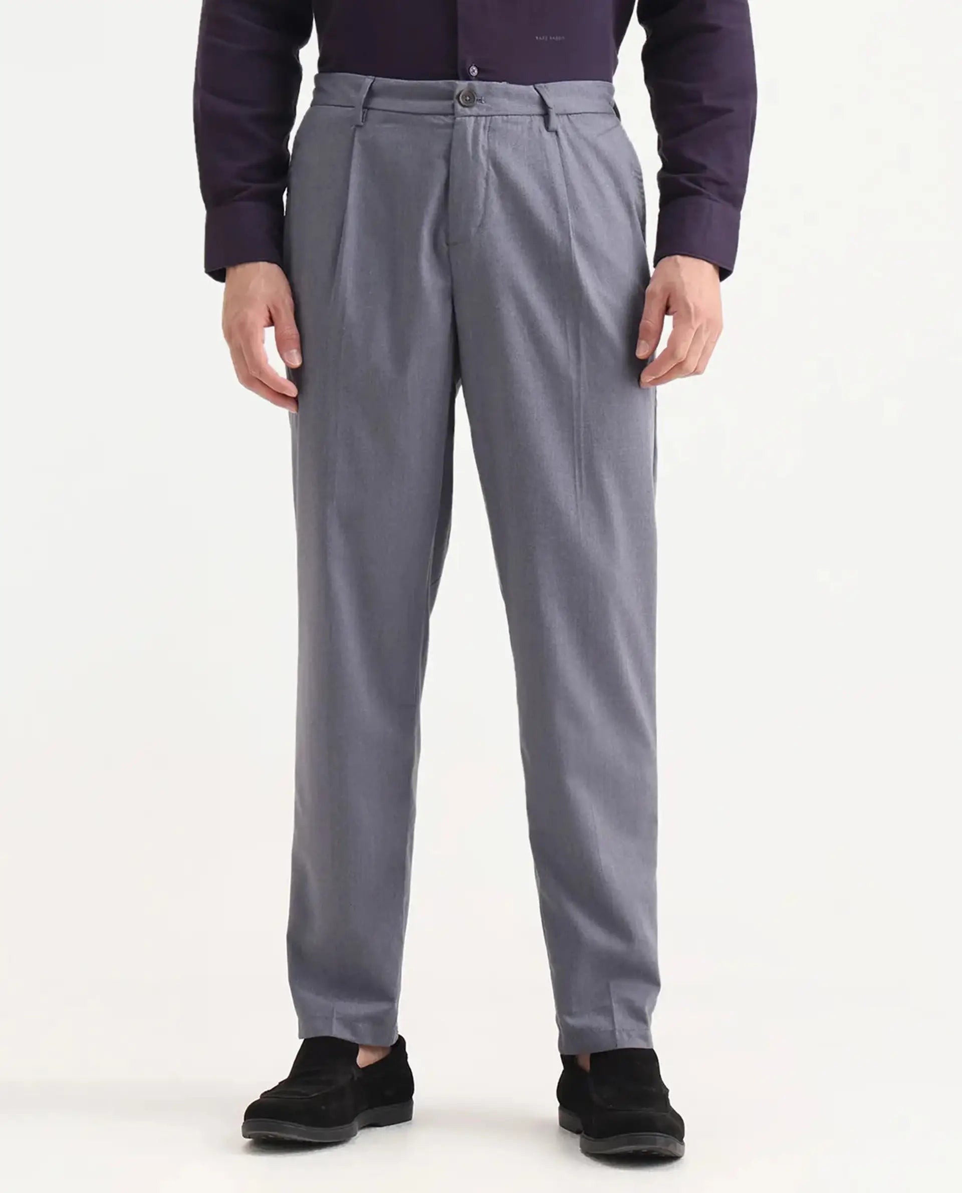 Rare Rabbit Men's Echo Light Purple Cotton Plain Regular Fit Trouser