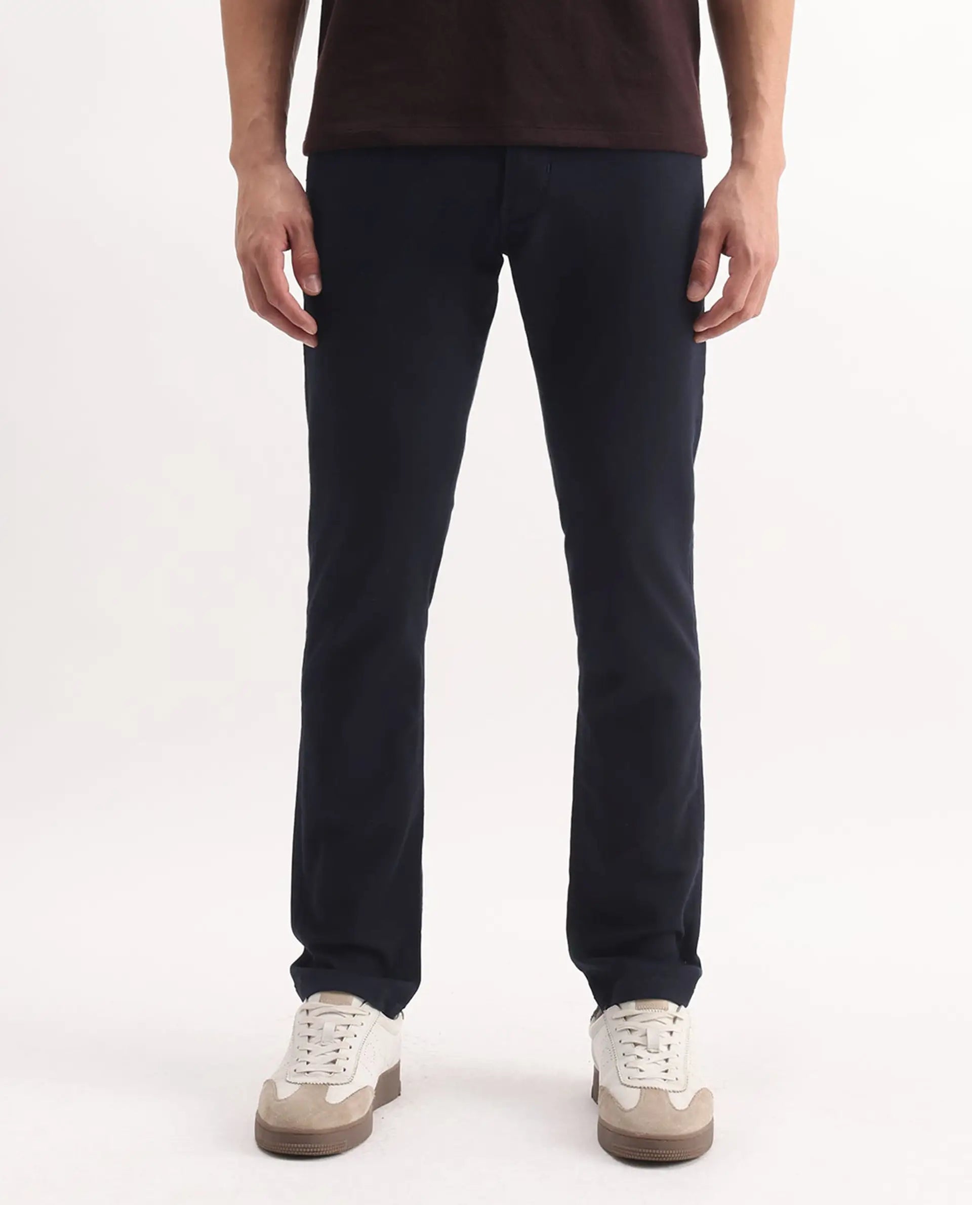 Rare Rabbit Men's Korv-25 Navy Cotton Blend Plain Hawk Slim Fit Jeans