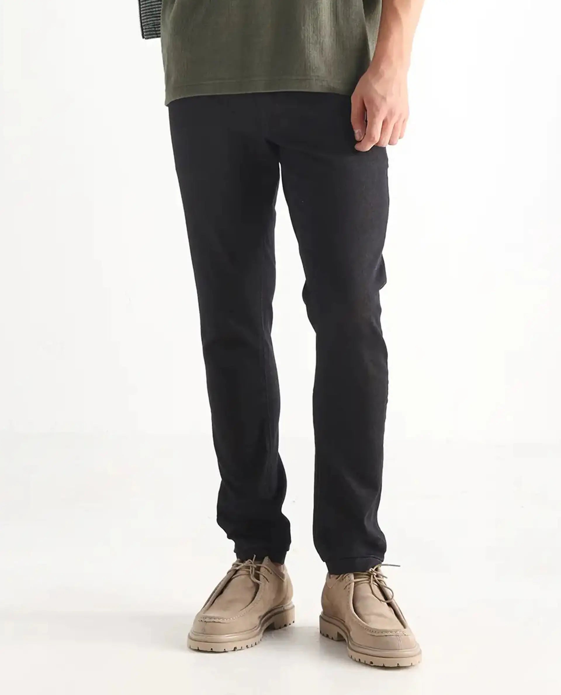 Rare Rabbit Men's Leige Blue Cotton Plain Hawk Slim Fit Jeans
