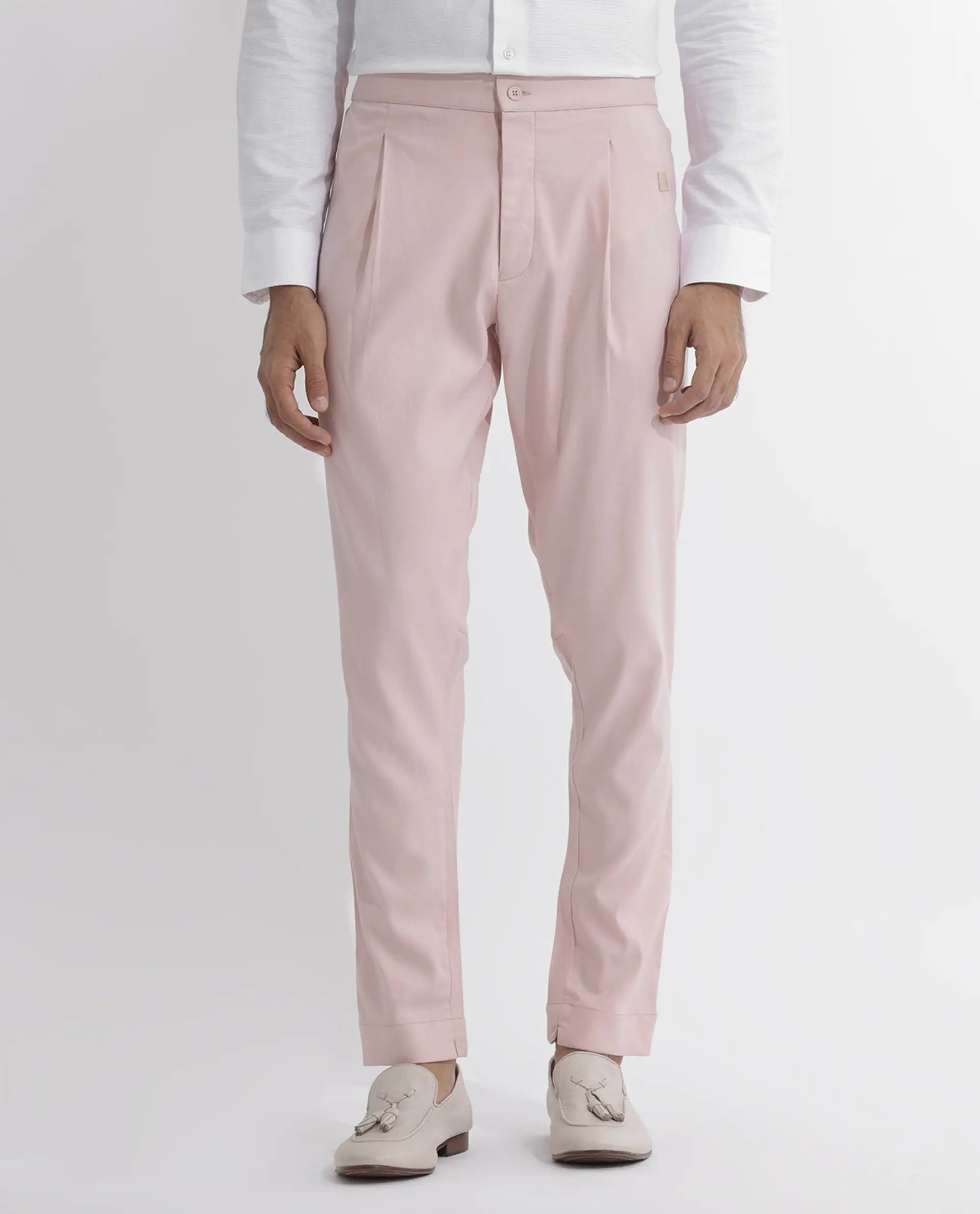 Rare Rabbit Men's Polin Pink Viscose Plain Slim Fit Pajama