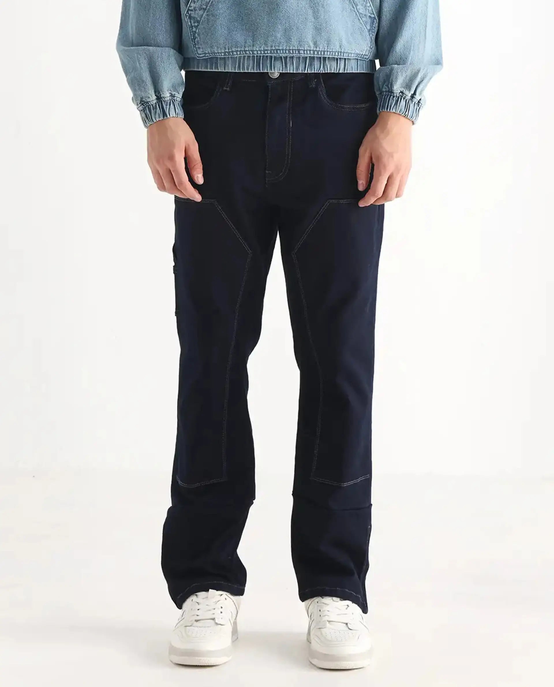 Rare Rabbit Men's Slava Blue Tencel Plain Morris Regular Fit Jeans