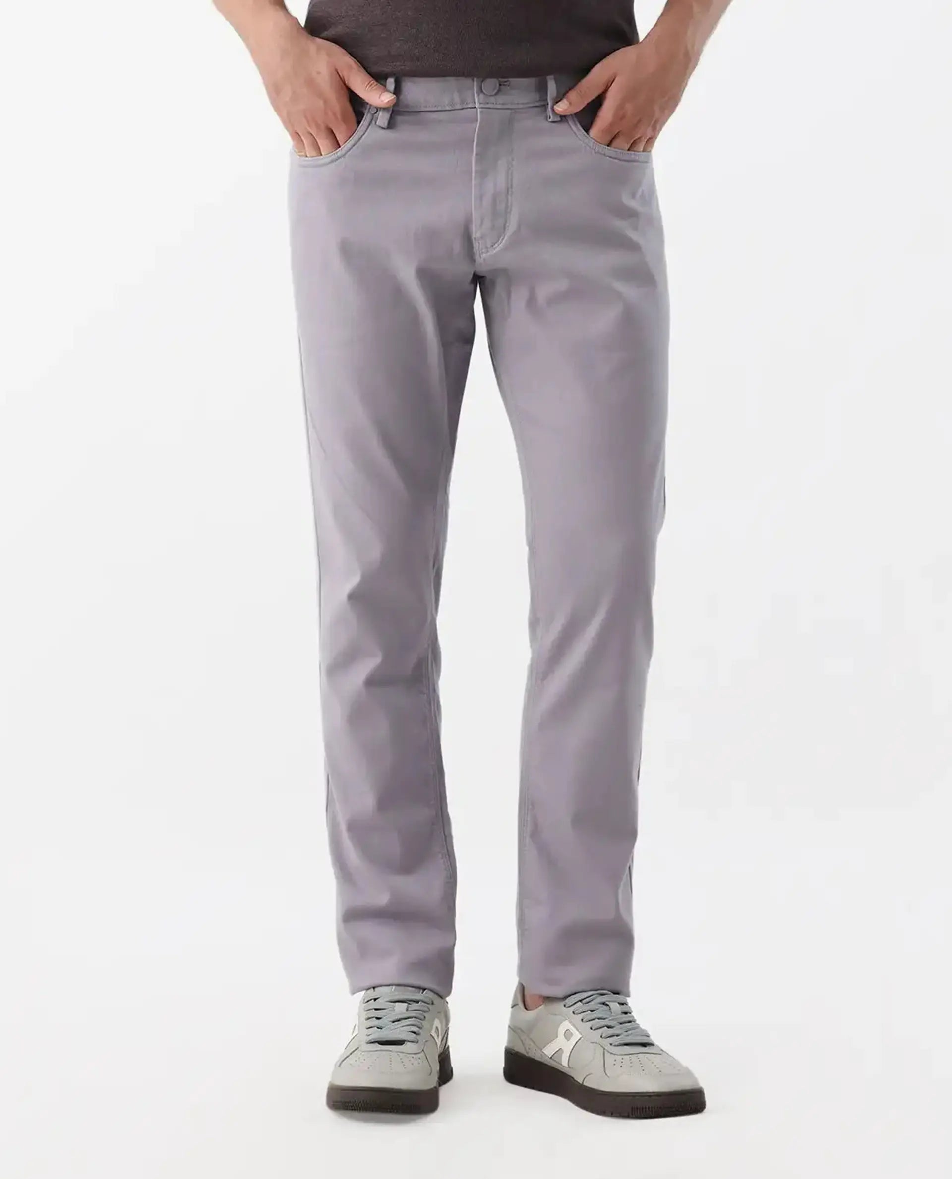 Rare Rabbit Men's Spoke -24 Pastel Purple Linen Blend Plain Regular Fit Trouser
