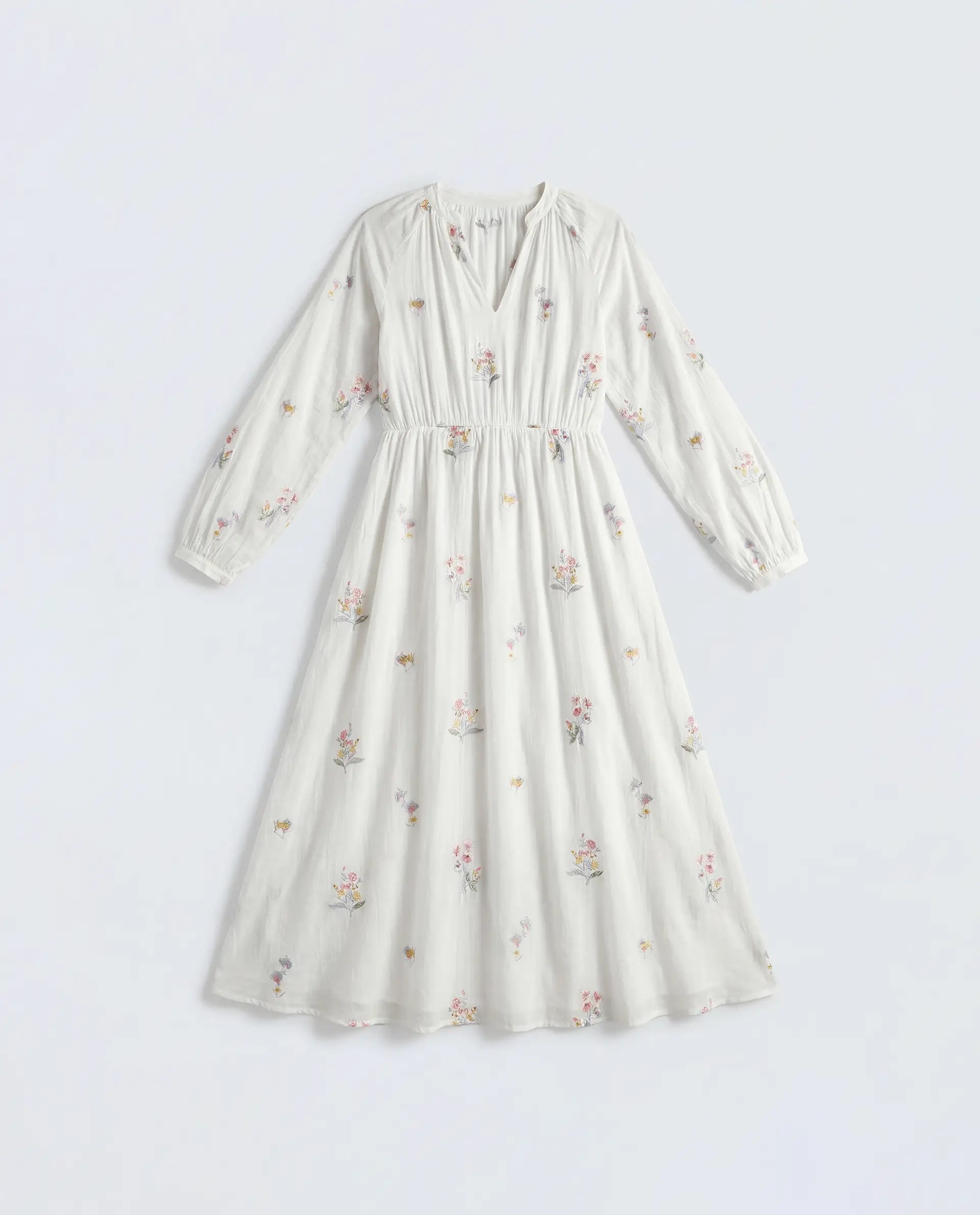 Rareism Women's Huri Off White Viscose Blend Band Collar Fit And Flare Plain Dress