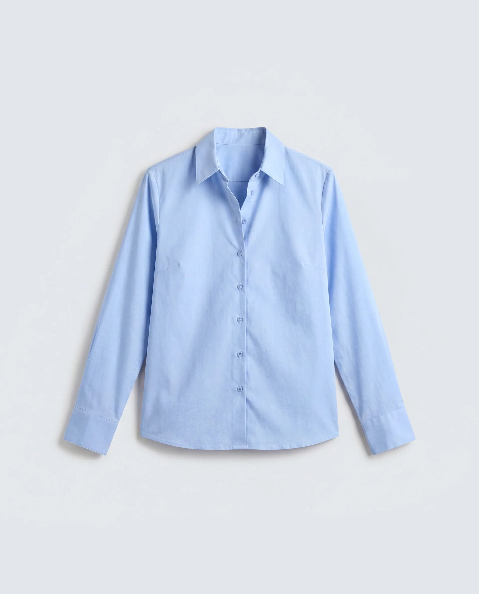 Rareism Women's Maven Light Blue Cotton Blend Spread Collar Fitted Plain Shirt