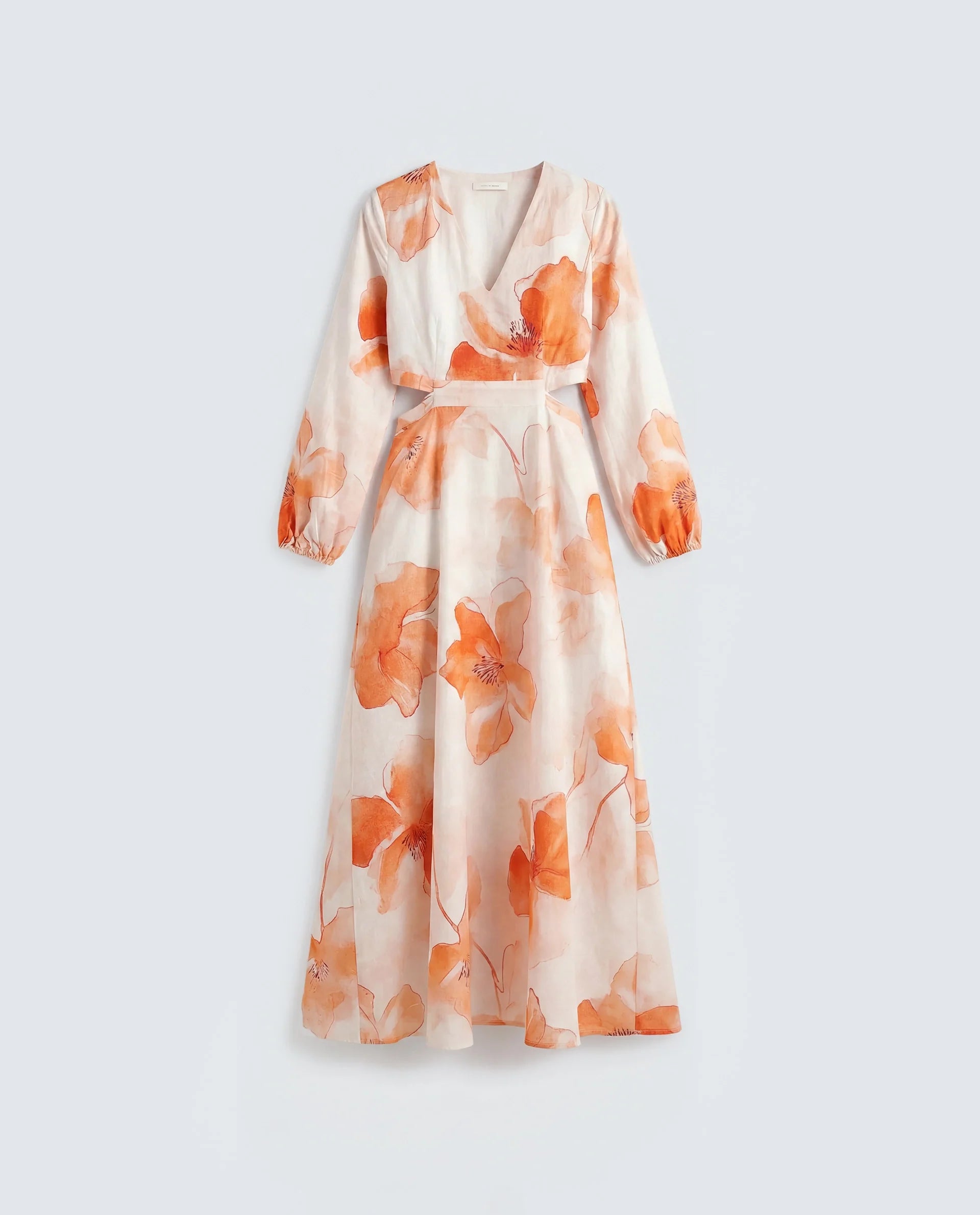 Rareism Women's Mefi Multi Cotton Full Sleeve V-Neck Fit And Flare Floral Print Dress