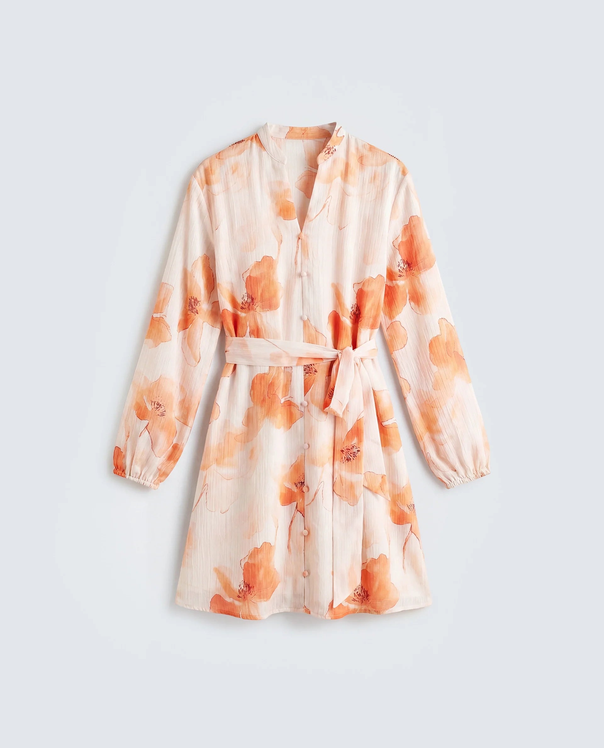 Rareism Women's Memti Light Multi Polyester Full Sleeve Mandarin Collar A-Line Floral Print Dress