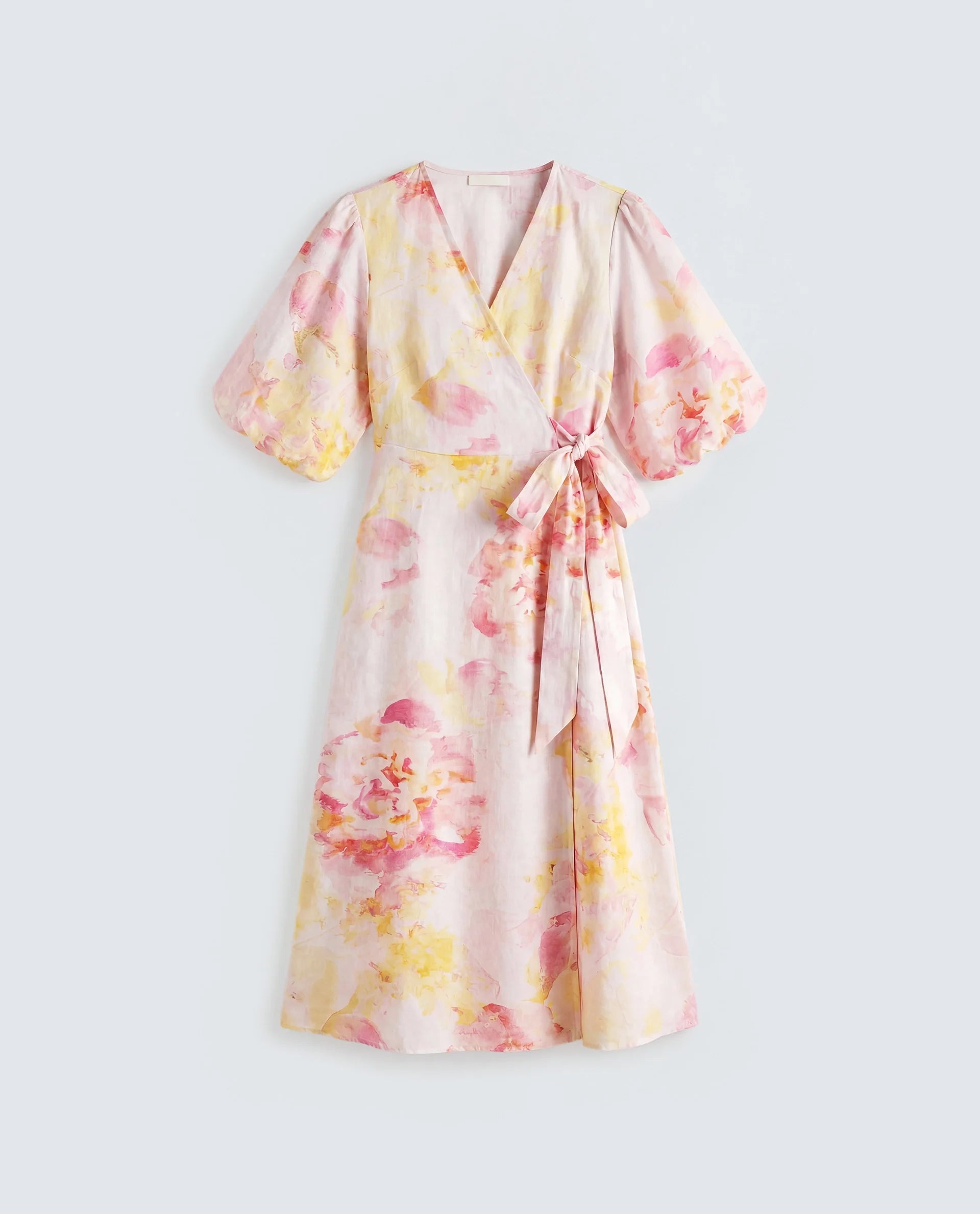 Rareism Women's Mizi Multi Cotton Half Sleeve Over Lap Flared Floral Print Dress