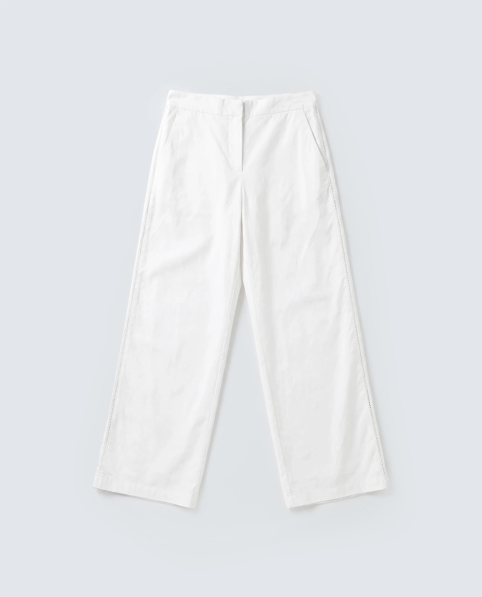 Rareism Women's Mysa-B Off White Cotton Straight Plain Trouser