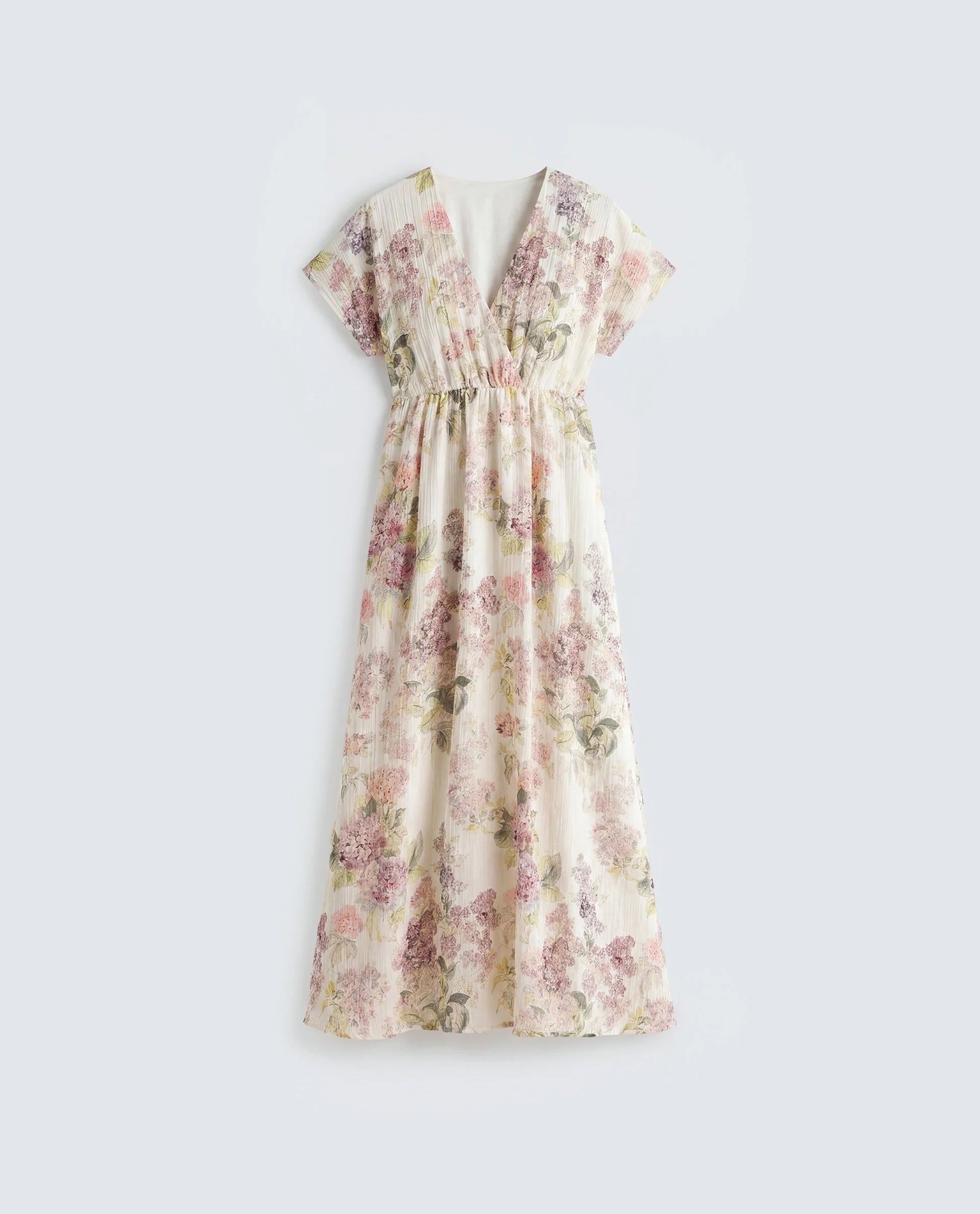 Rareism Women's Runim Light Beige Polyester V-Neck Fit And Flare Floral Print Dress