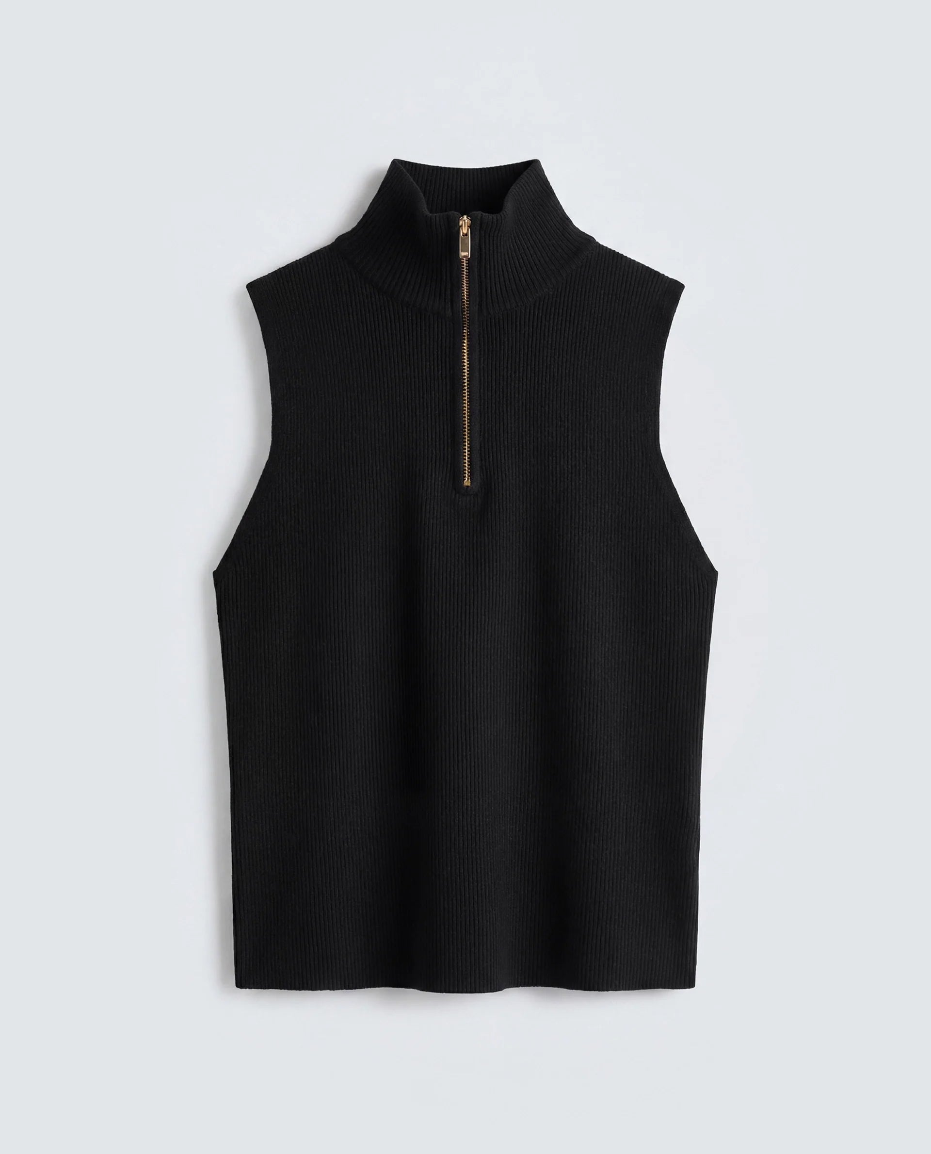 Rareism Women's Samo Black Viscose Blend Sleeveless High Neck Fitted Plain Top