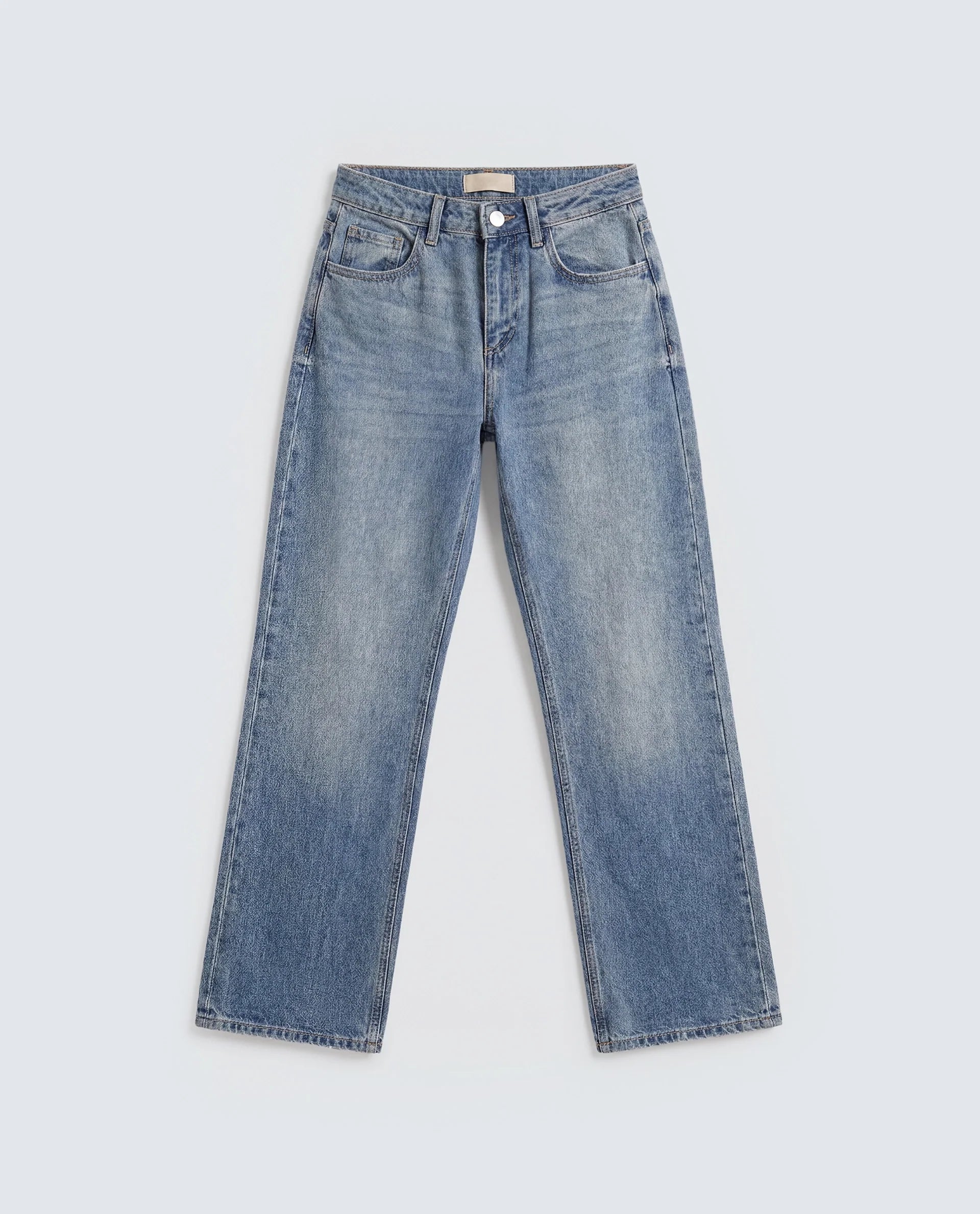 Rareism Women's Stara Light Blue Cotton Blend Straight Fit Plain Jeans