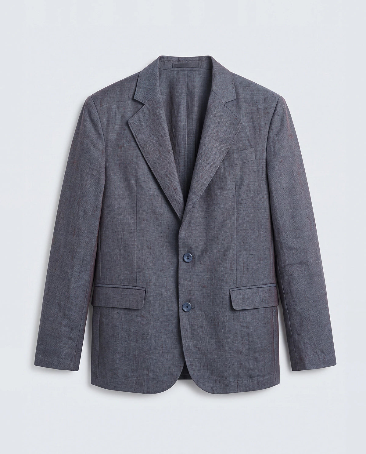 Rare Rabbit Men's Borium-Bl Dark Blue 100% Linen Fabric Full Sleeve Lapel Collar Regular Plain Blazer