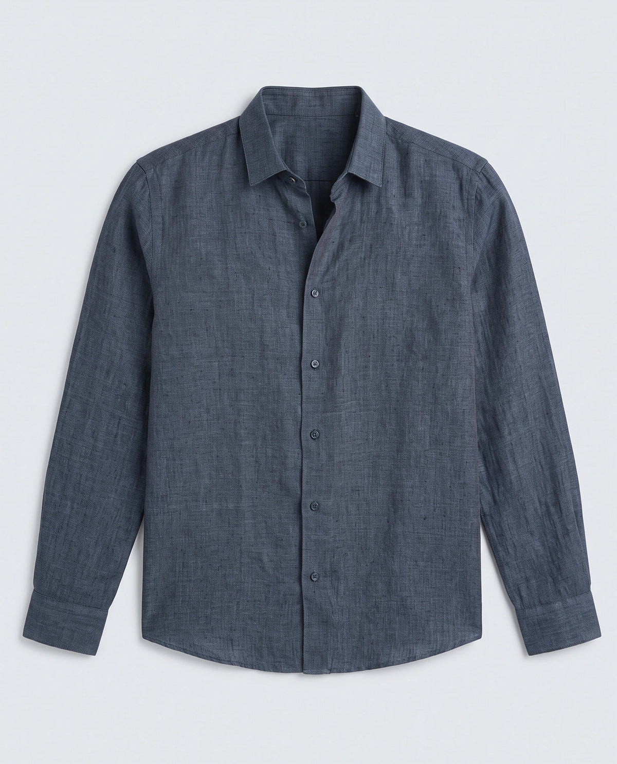 Rare Rabbit Men's Borium-D-26 Dark Blue 100% Linen Full Sleeve Spread Collar Regular Fit Plain Shirt