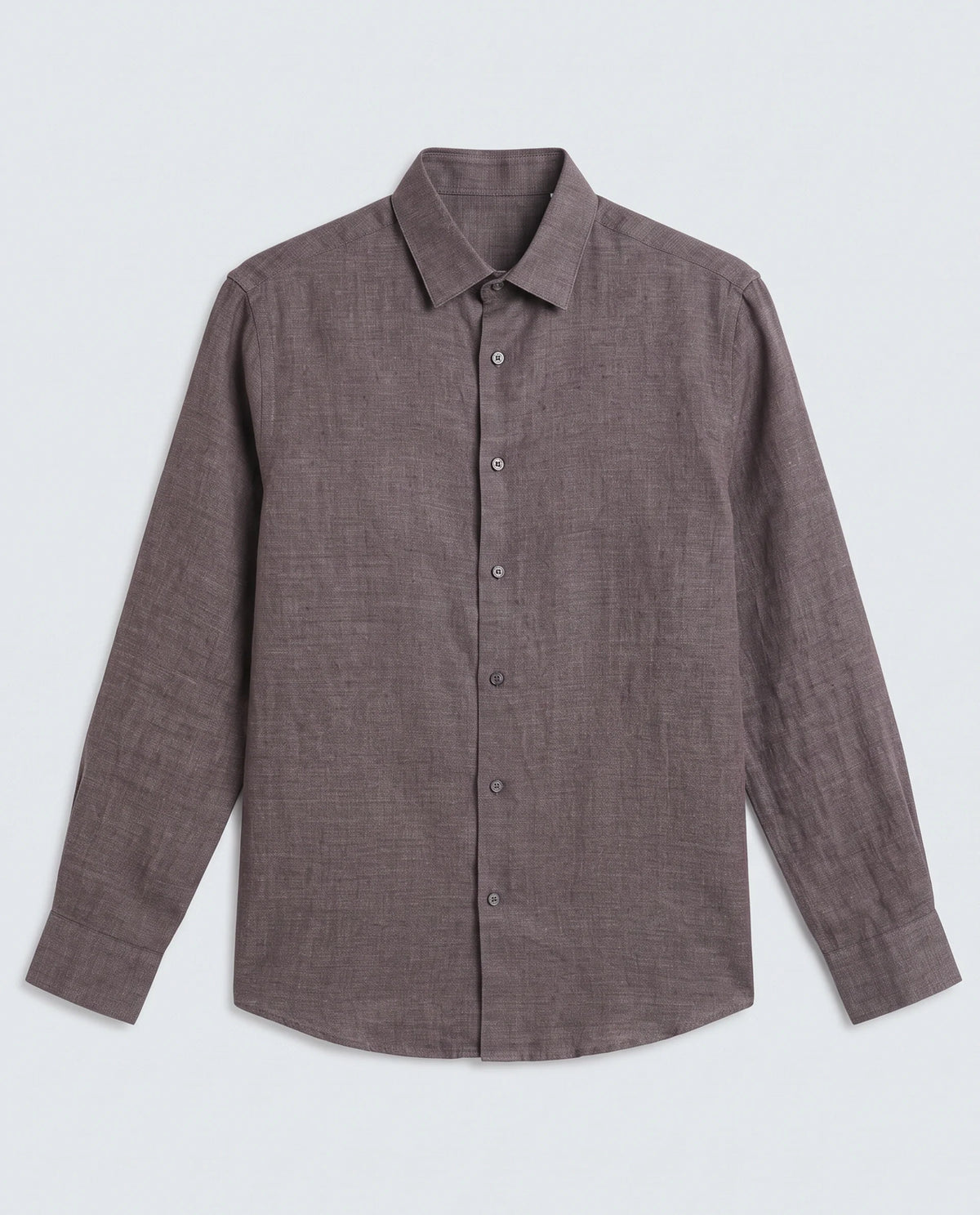 Rare Rabbit Men's Borium-D-26 Dark Grey 100% Linen Full Sleeve Spread Collar Regular Fit Plain Shirt