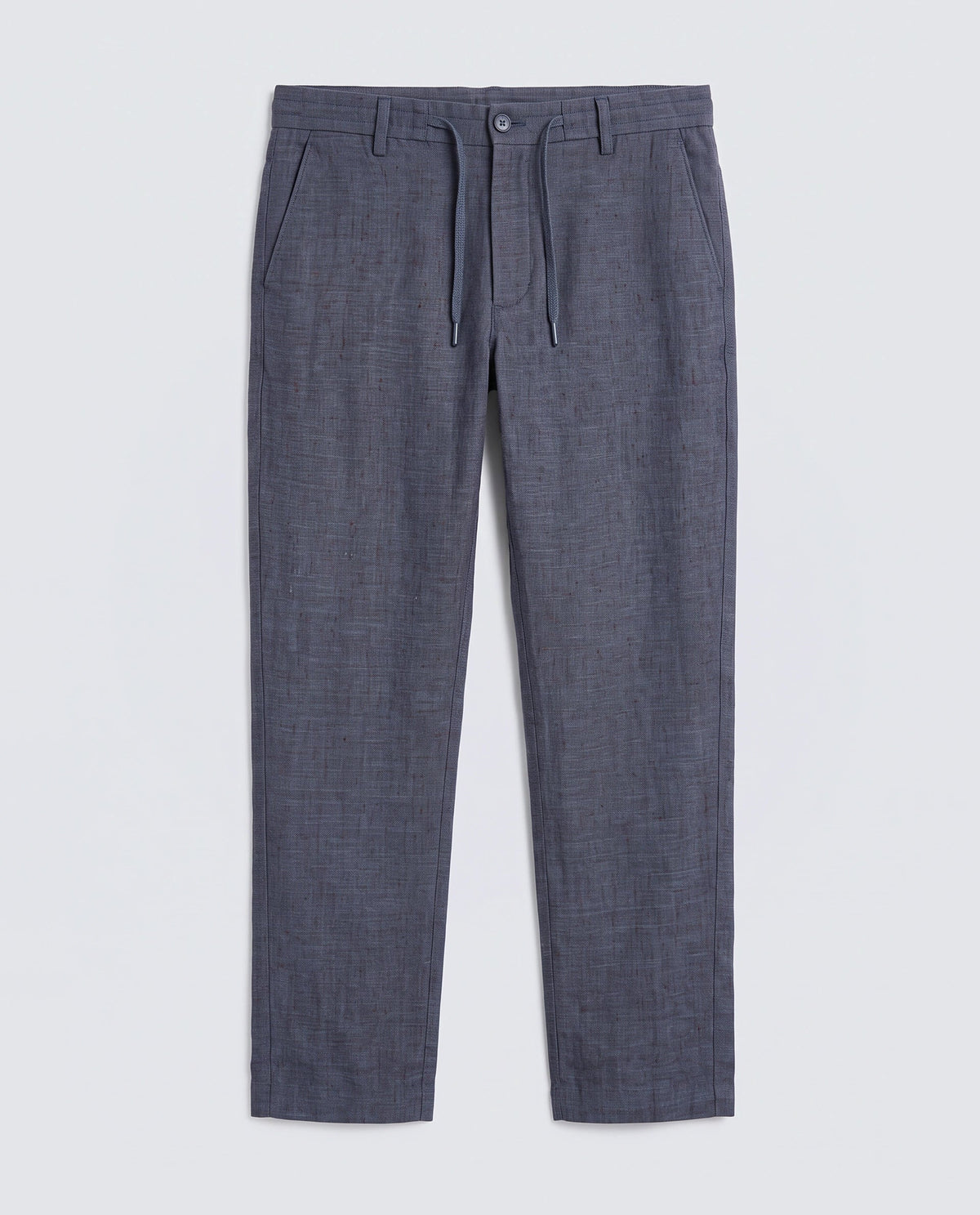 Rare Rabbit Men's Borium-T Dark Blue Linen Fabric Regular Fit Plain Trouser
