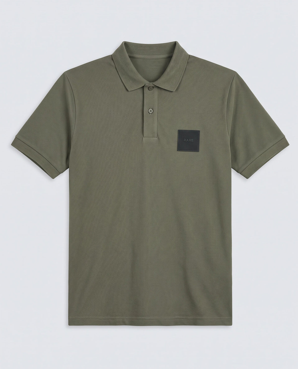 Rare Rabbit Men's Boro Dusky Olive Cotton Blend Fabric Half Sleeve Spread Collar Regular Fit Plain Polo