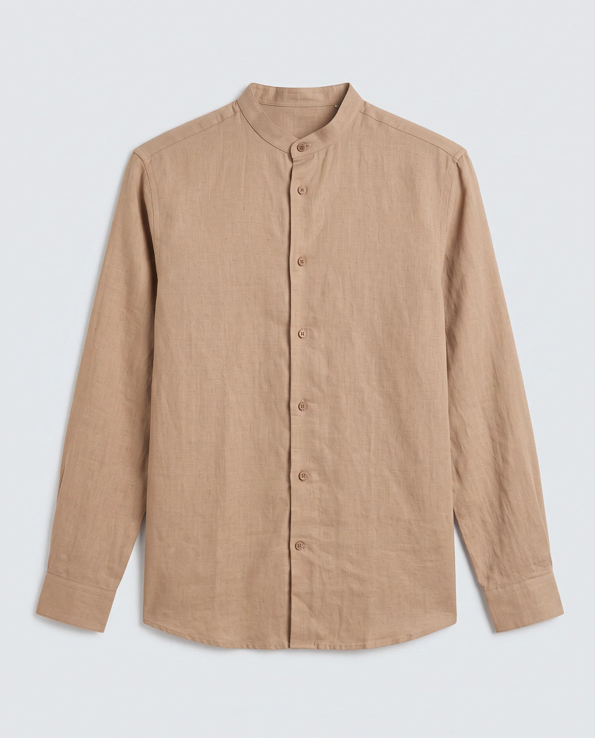 Rare Rabbit Men's Cinex 26 Light Brown Linen Blend Fabric Full Sleeve Regular Fit Plain Shirt