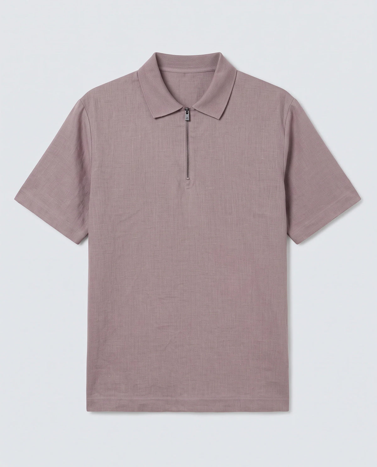 Rare Rabbit Men's Cosma-S26 Dusky Pink Linen Blend Fabric Half Sleeve Spread Collar Regular Fit Plain Polo