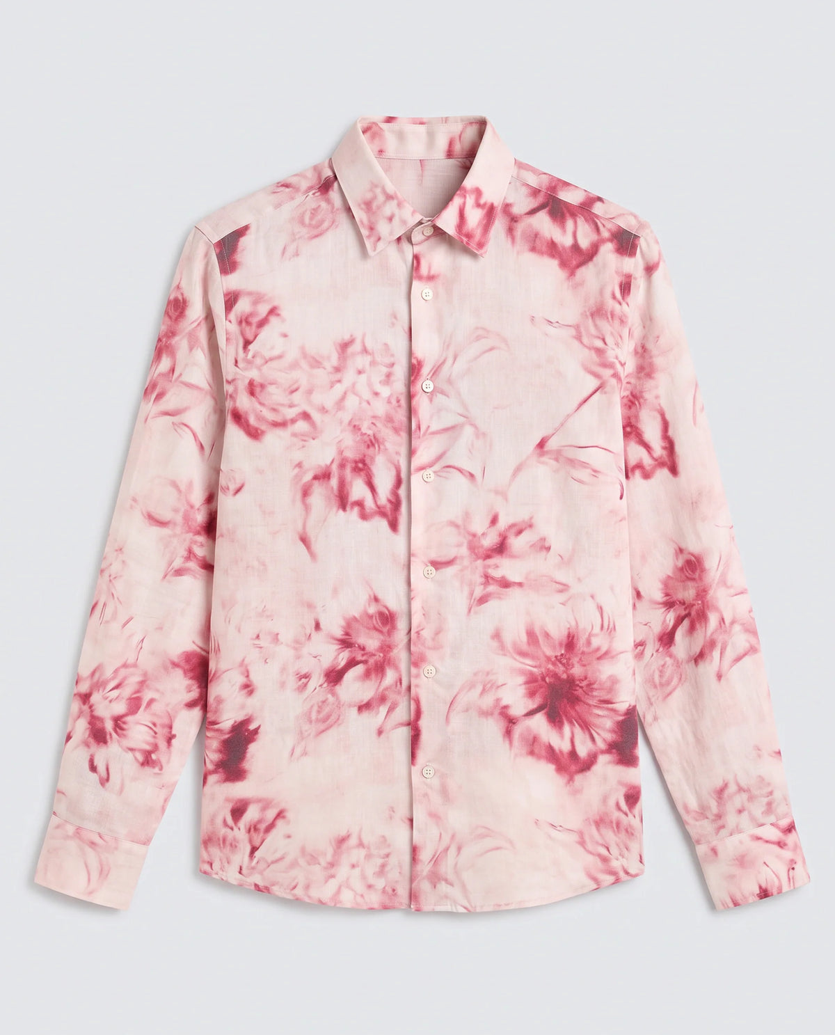 Rare Rabbit Men's Cuvn Dusky Pink Linen Blend Fabric Full Sleeve Spread Collar Regular Fit Floral Print Shirt