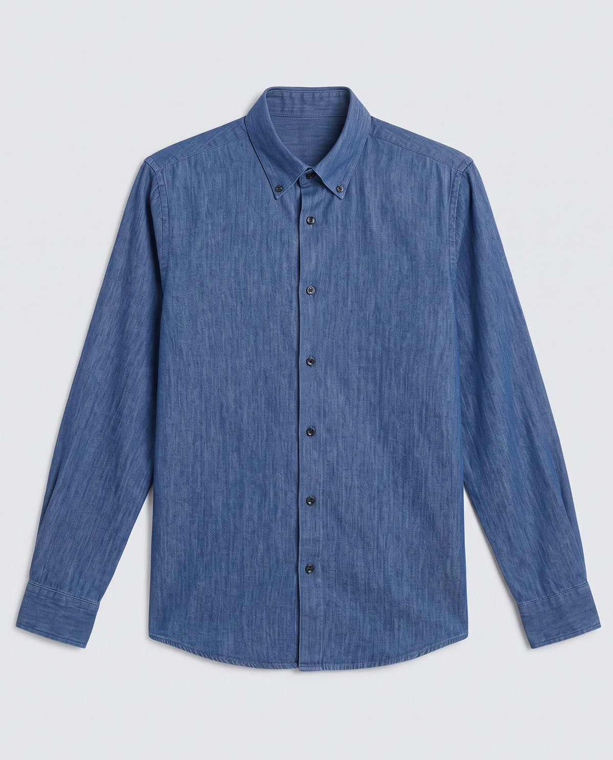 Rare Rabbit Men's Dami-Uw Navy Cotton Fabric Full Sleeve Button-Down Collar Regular Fit Plain Denim Shirt