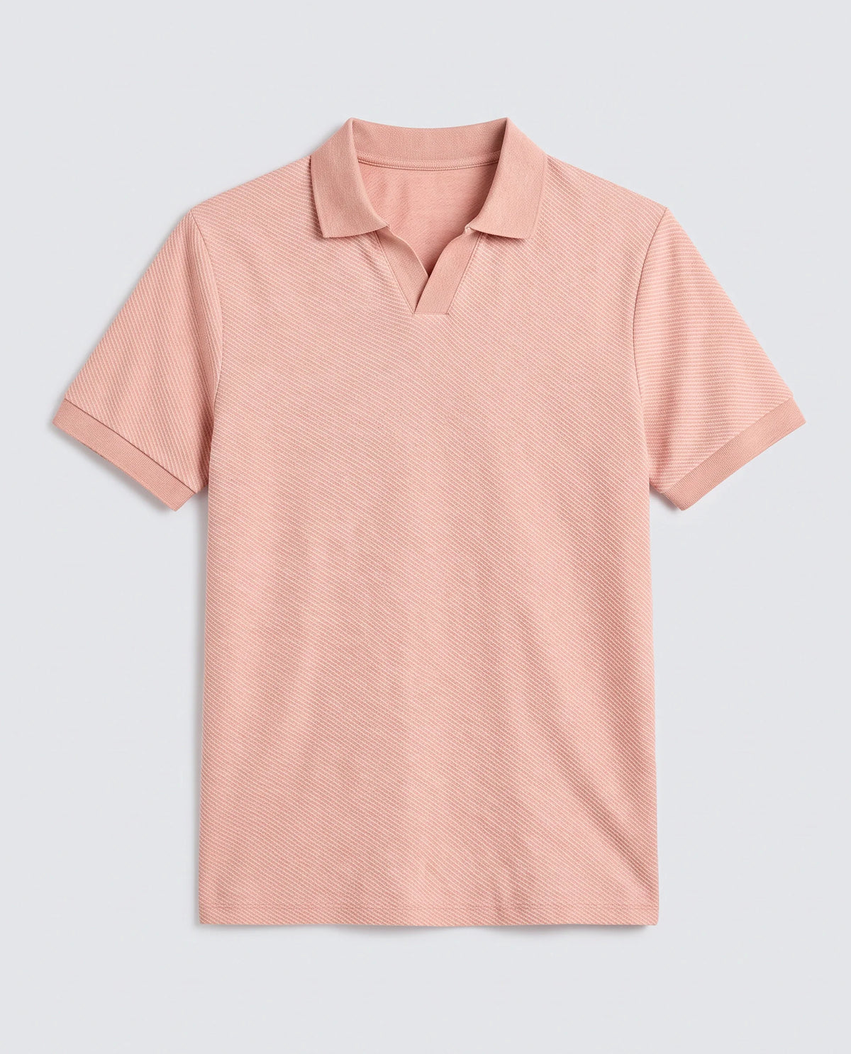 Rare Rabbit Men's Digi Pastel Peach Cotton Blend Fabric Half Sleeve Jonny Collar Regular Fit Plain Polo