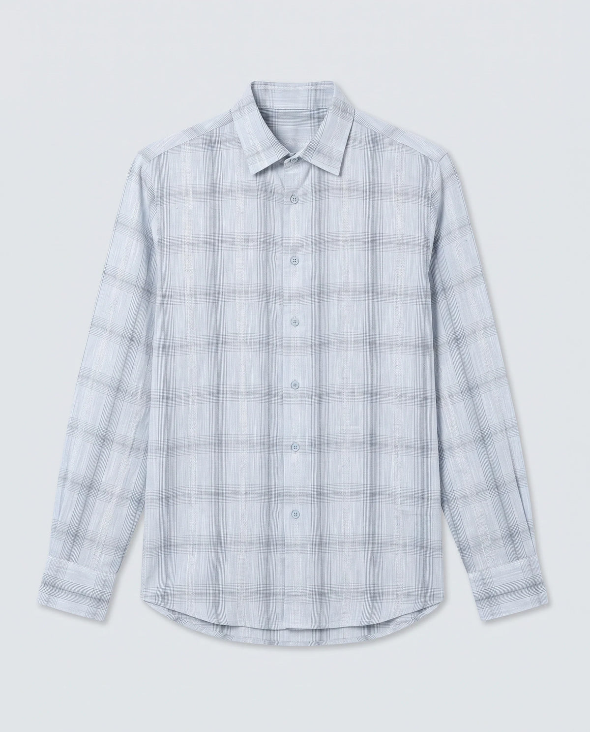Rare Rabbit Men's Eamon-S26 Light Blue Linen Blend Full Sleeve Spread Collar Regular Fit Checked Shirt