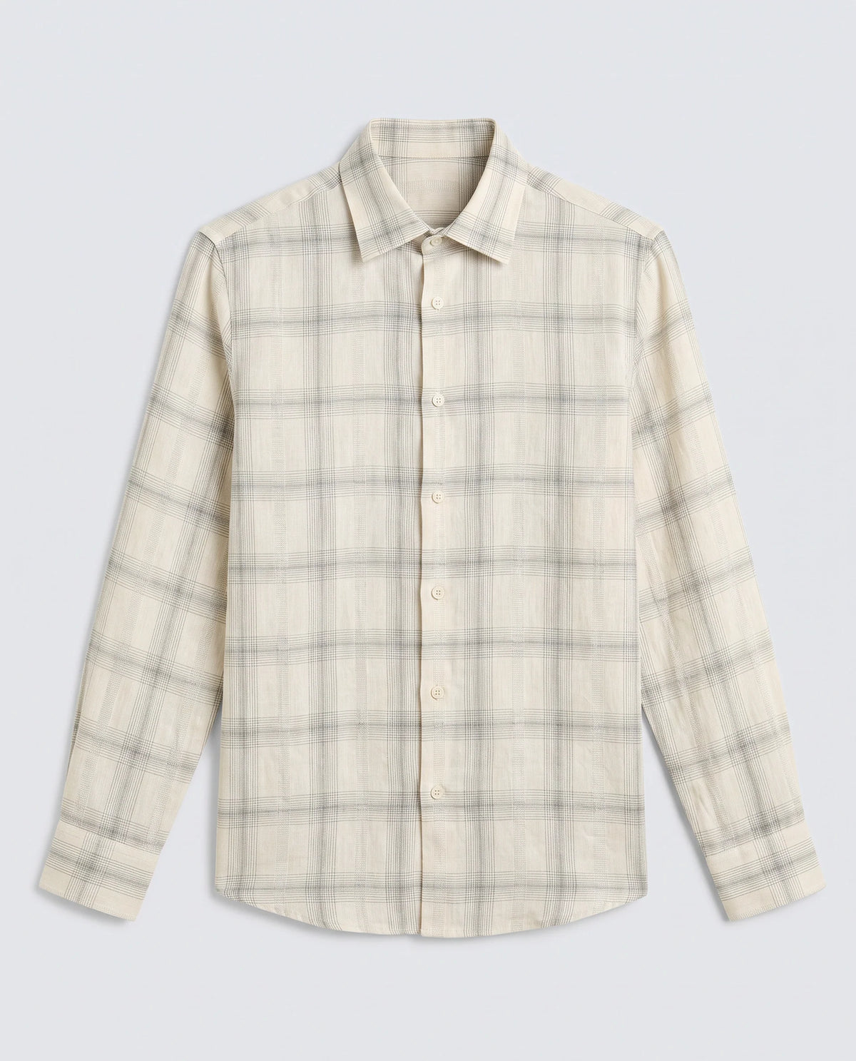 Rare Rabbit Men's Eamon-S26 Light Yellow Linen Blend Full Sleeve Spread Collar Regular Fit Checked Shirt