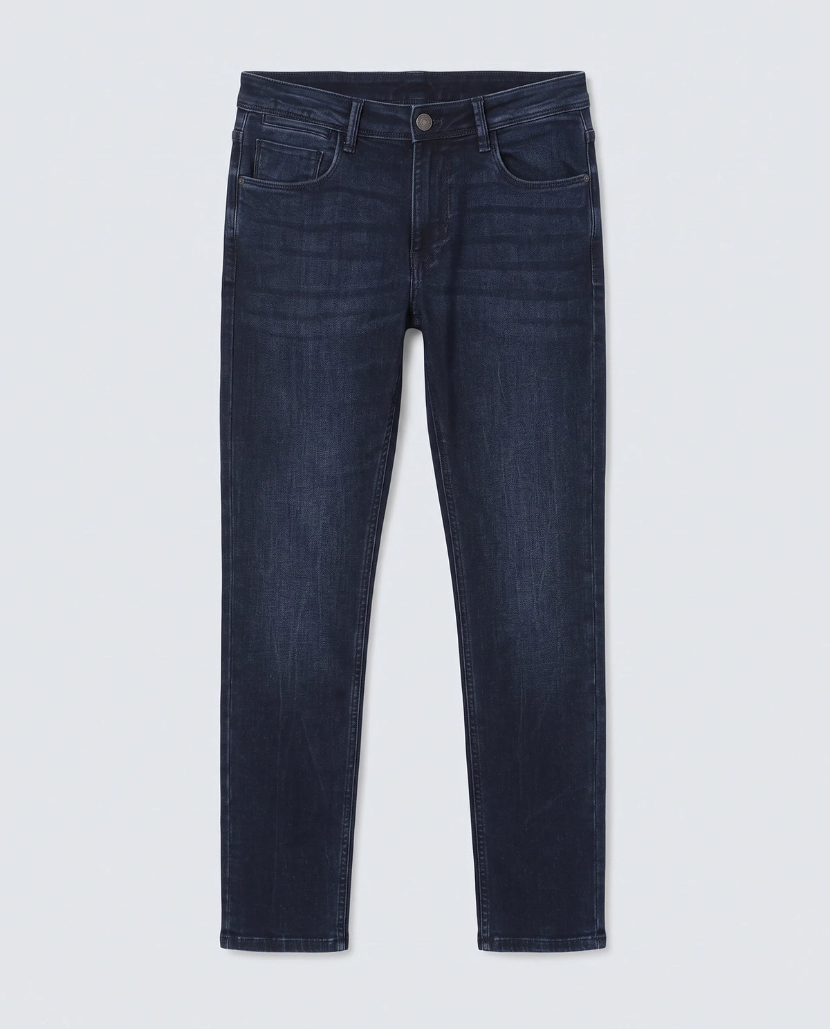 Rare Rabbit Men's Emil 26 Blue Cotton Blend Hawk Slim Fit Plain Jeans