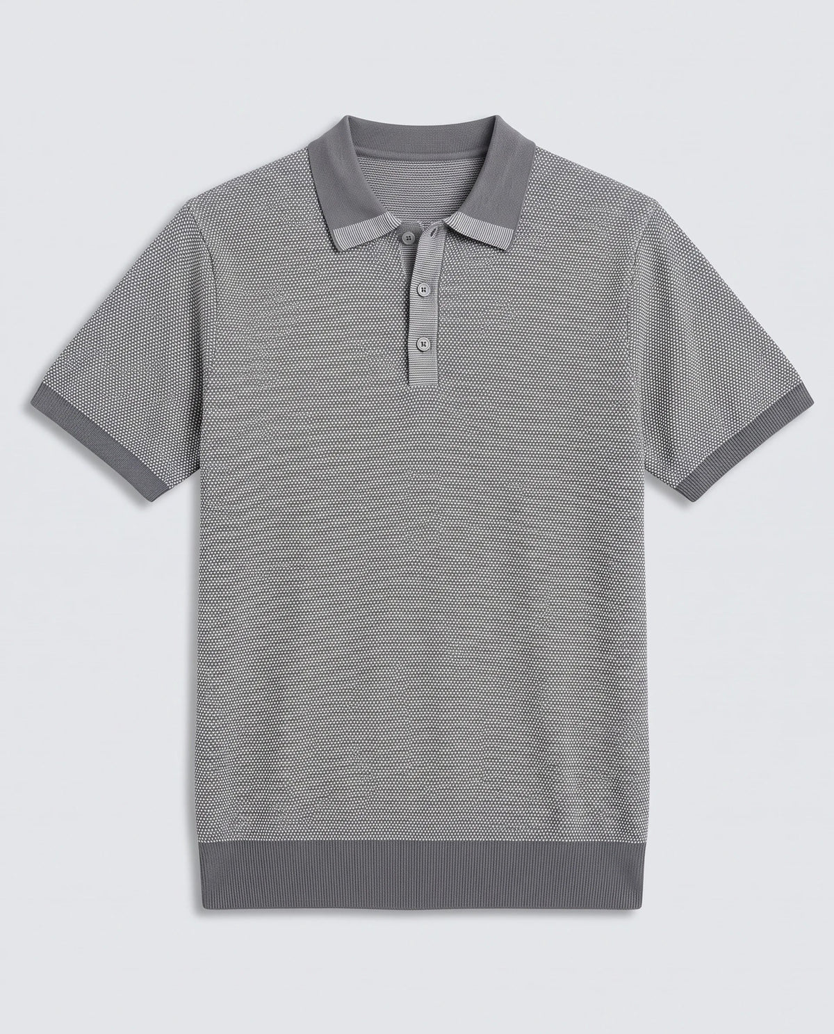 Rare Rabbit Men's Erme Dark Grey Cotton Fabric Half Sleeve Spread Collar Regular Jacquard Polo