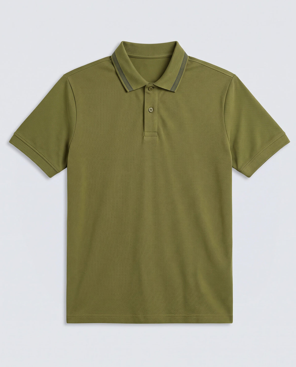 Rare Rabbit Men's Flint Olive Cotton Fabric Half Sleeve Spread Collar Regular Fit Plain Polo
