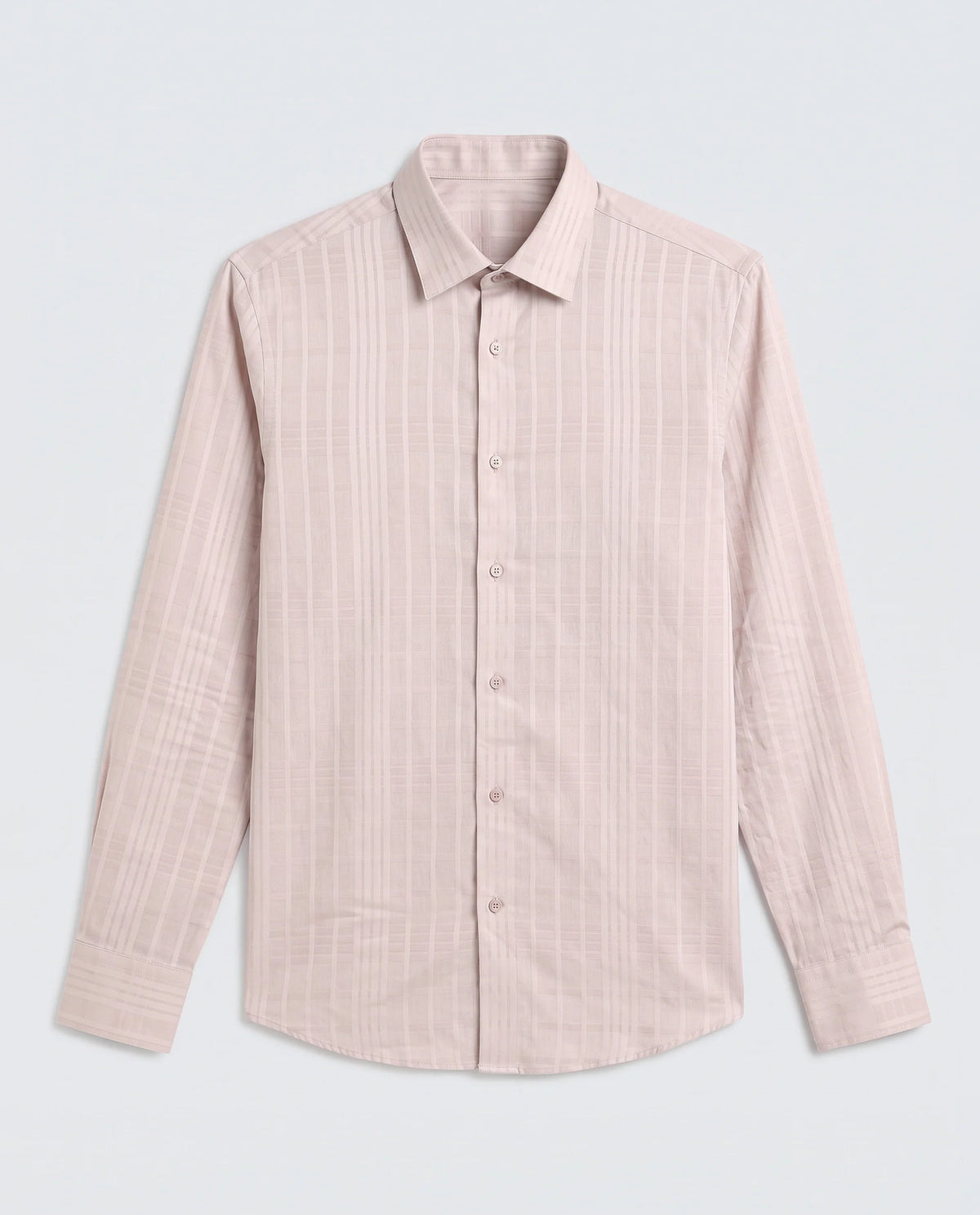 Rare Rabbit Men's Ford Dusky Pink Cotton Fabric Full Sleeve Spread Collar Regular Fit Checked Shirt