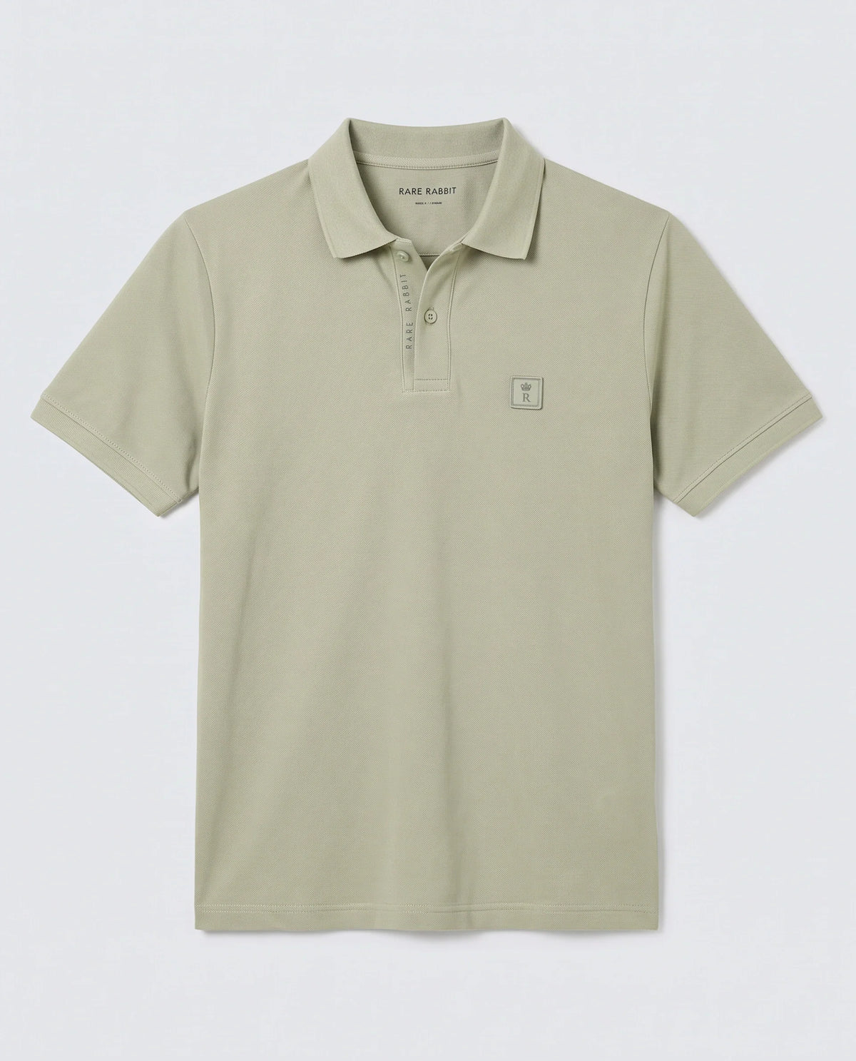 Rare Rabbit Men's Gamor Pastel Green Cotton Blend Fabric Half Sleeve Spread Collar Regular Fit Plain Polo