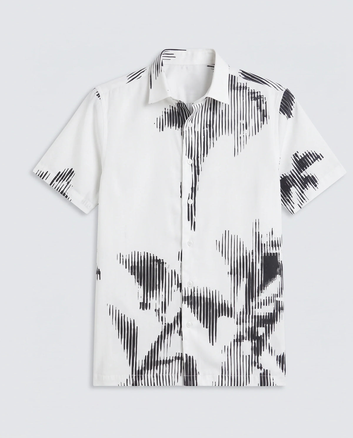 Rare Rabbit Men's Glos White Cotton Blend Fabric Half Sleeve Spread Collar Regular Fit Abstract Print Shirt