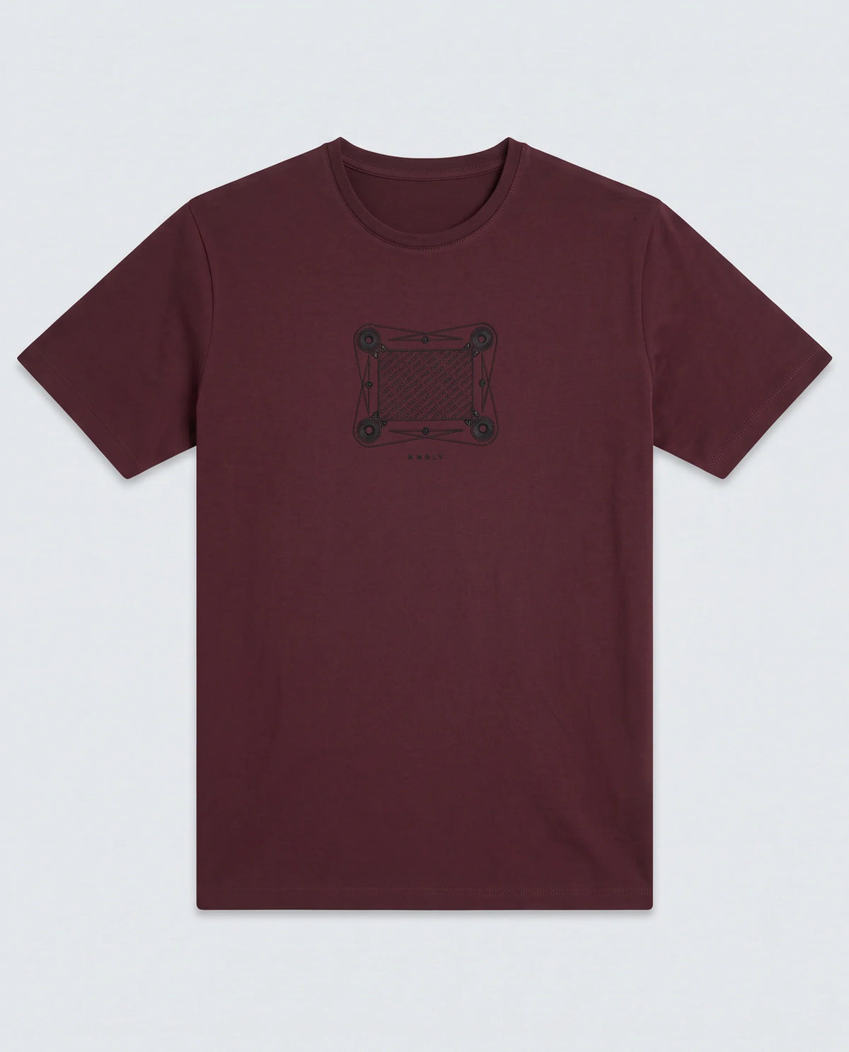 Rare Rabbit Men's Grap Maroon Cotton Blend Fabric Half Sleeve Crew Neck Regular Fit Graphic Print T-Shirt