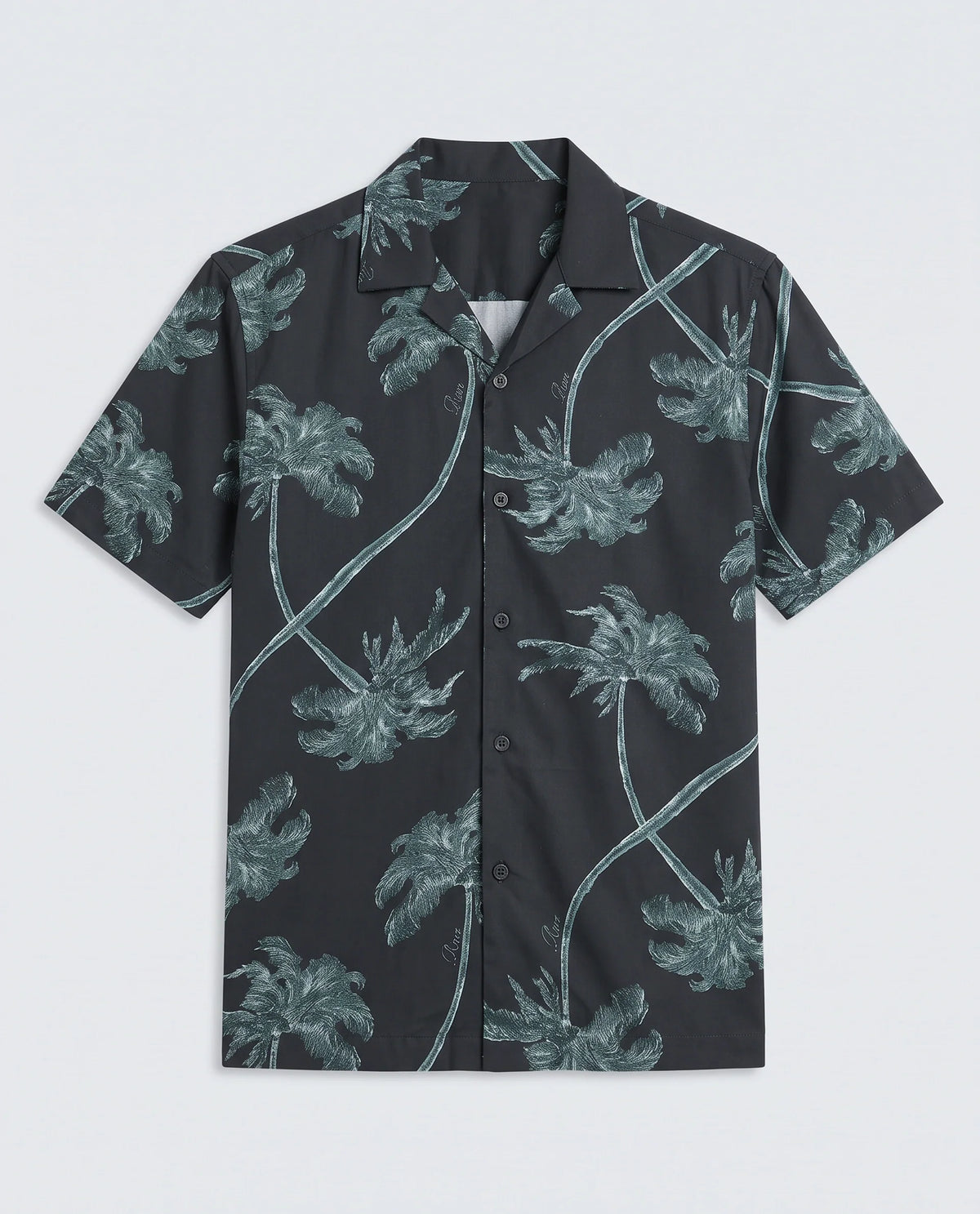 Rare Rabbit Men's Greko Black Cotton Blend Fabric Half Sleeve Cuban Collar Regular Fit Tropical Print Shirt