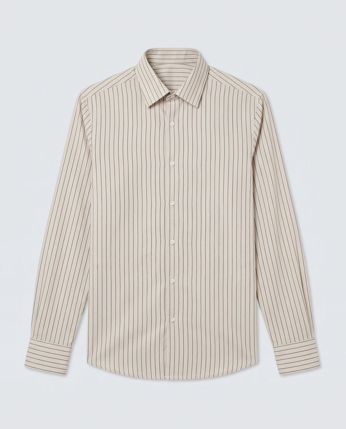 Rare Rabbit Men's Hamp Beige Cotton Fabric Full Sleeve Spread Collar Button Regular Striped Shirt