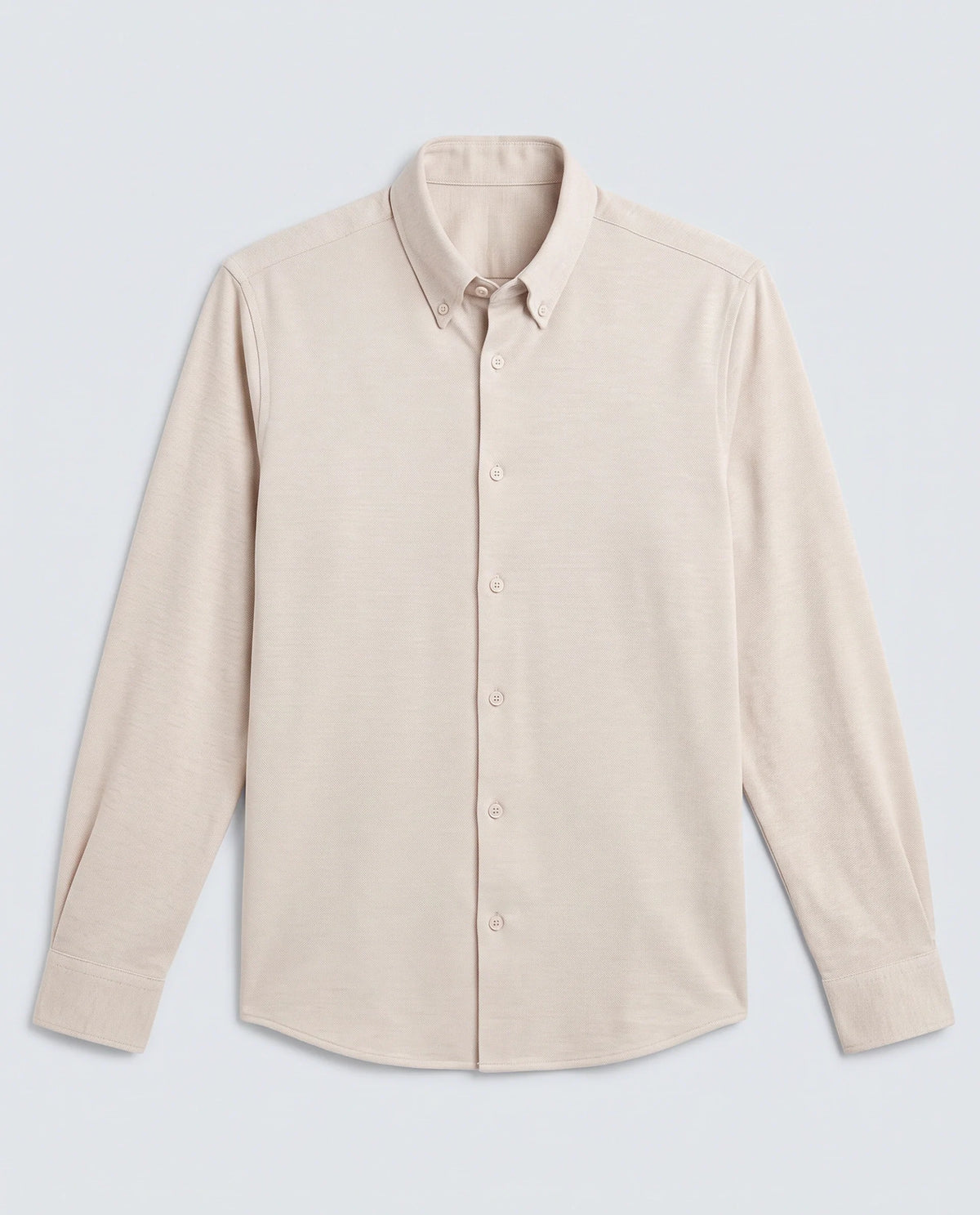Rare Rabbit Men's Isla Beige Cotton Fabric Full Sleeve Button-Down Collar Regular Fit Plain Shirt