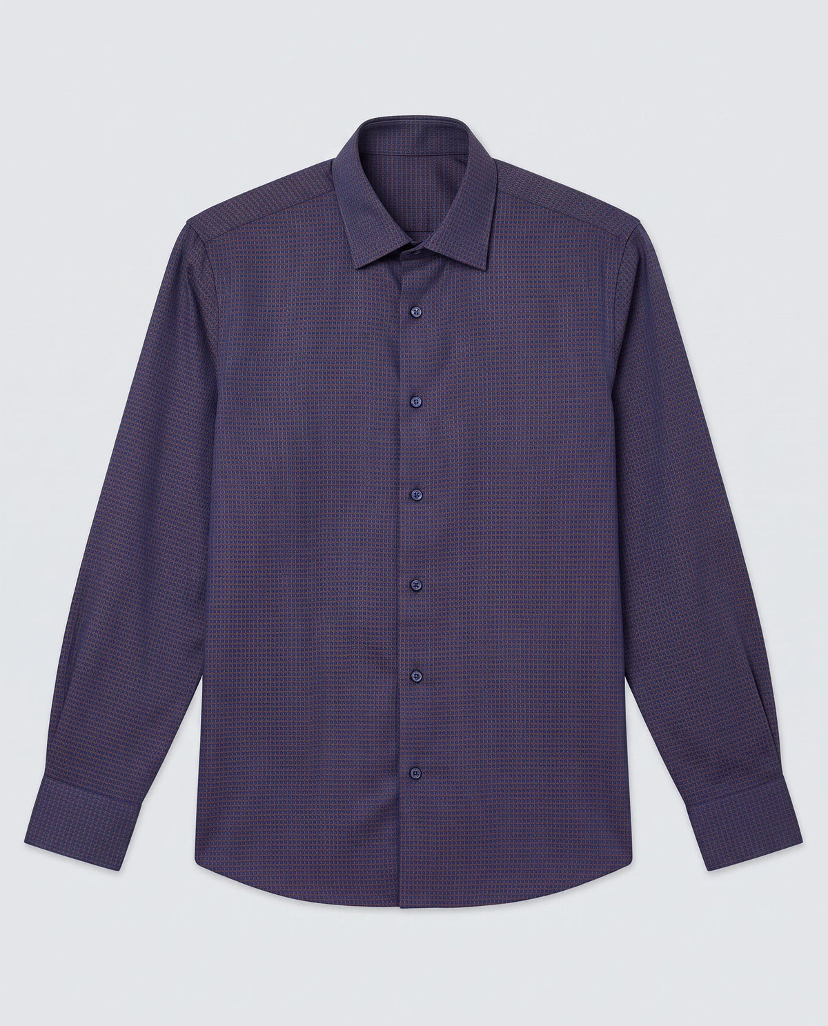Rare Rabbit Men's Jared Navy Lyocell Blend Fabric Full Sleeve Spread Collar Button Regular Fit Checked Shirt