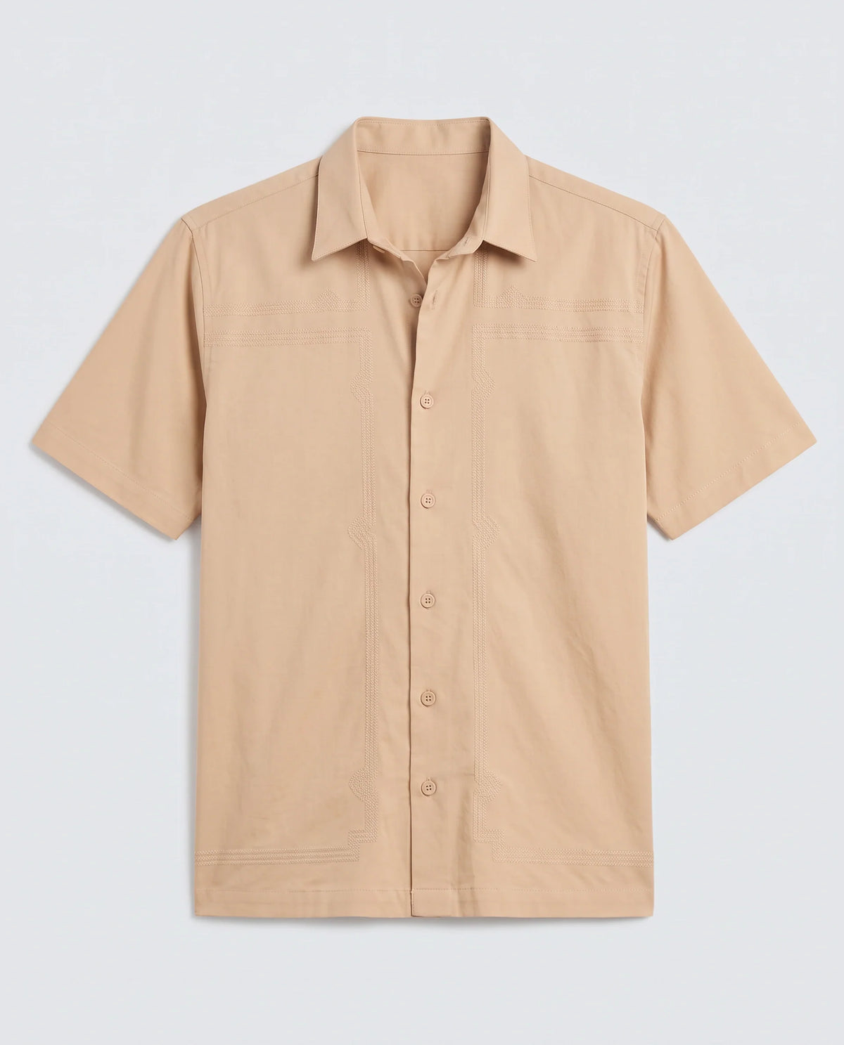 Rare Rabbit Men's Jupi Beige Cotton Fabric Spread Collar Regular Fit Embroidered Shirt