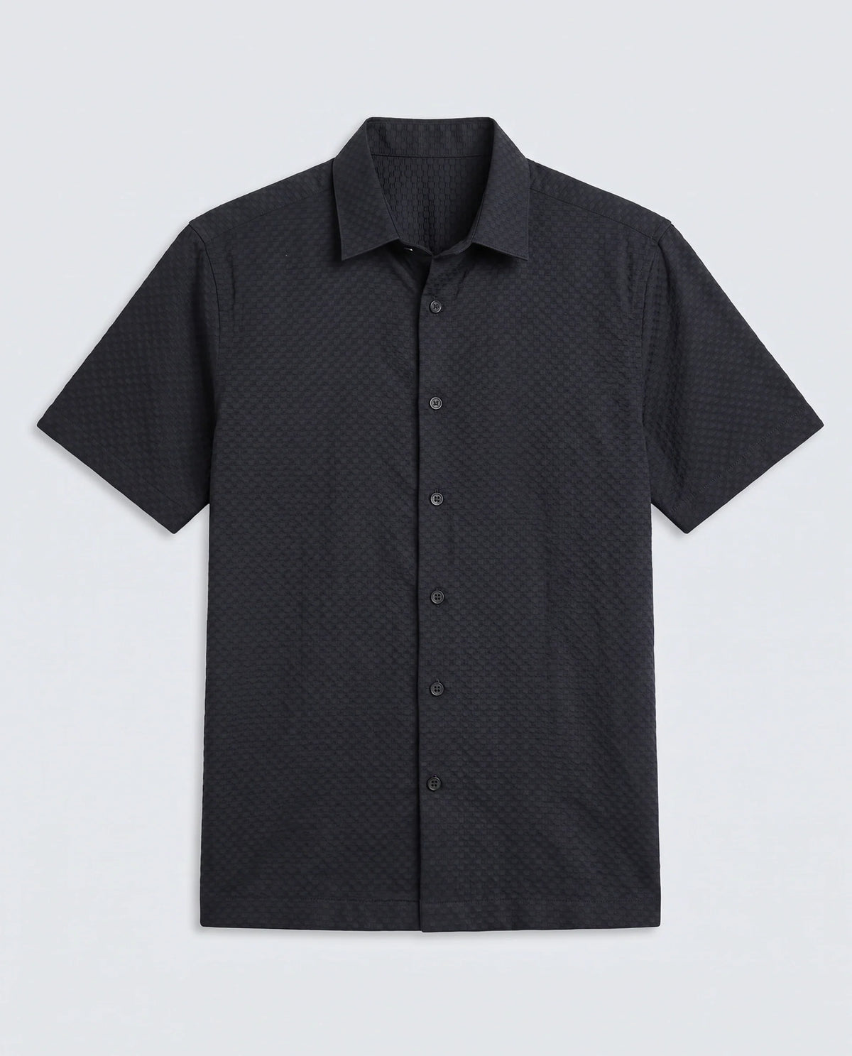 Rare Rabbit Men's Juxe-26-Ss Dark Navy Cotton Fabric Half Sleeve Spread Collar Button Regular Textured Shirt