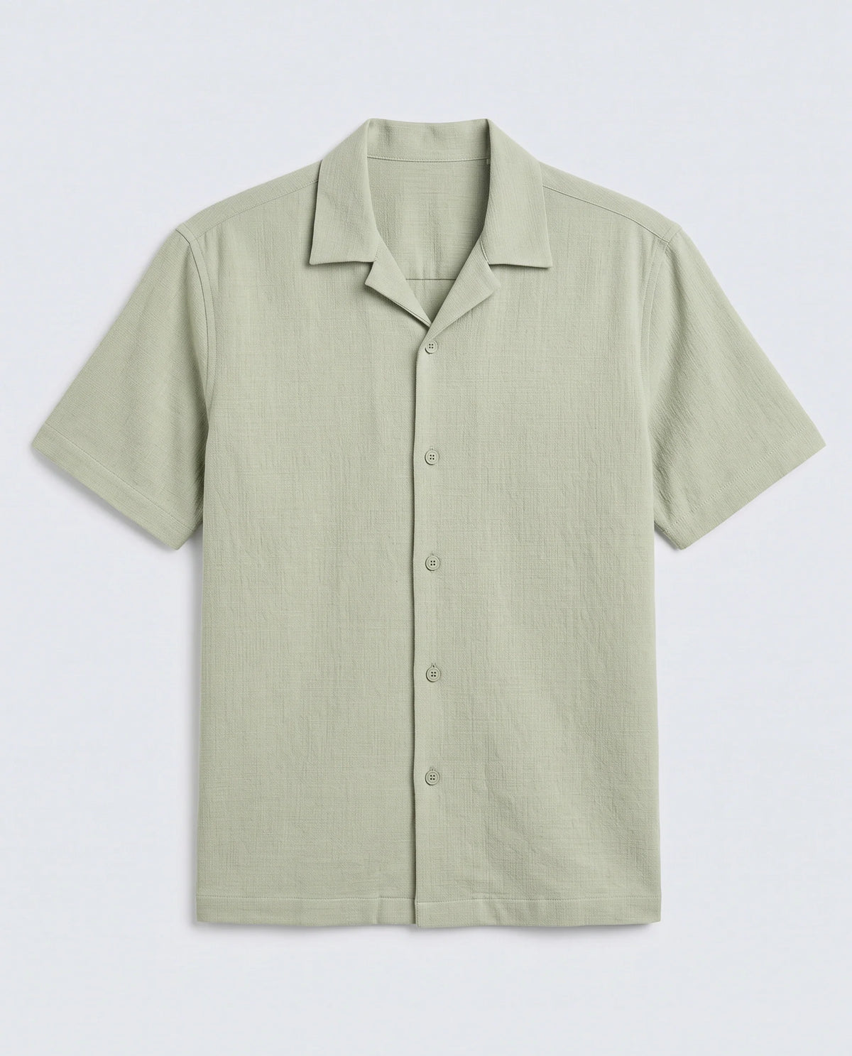 Rare Rabbit Men's Kelos-26 Light Green Cotton Blend Fabric Half Sleeve Cuban Collar Regular Fit Plain Shirt