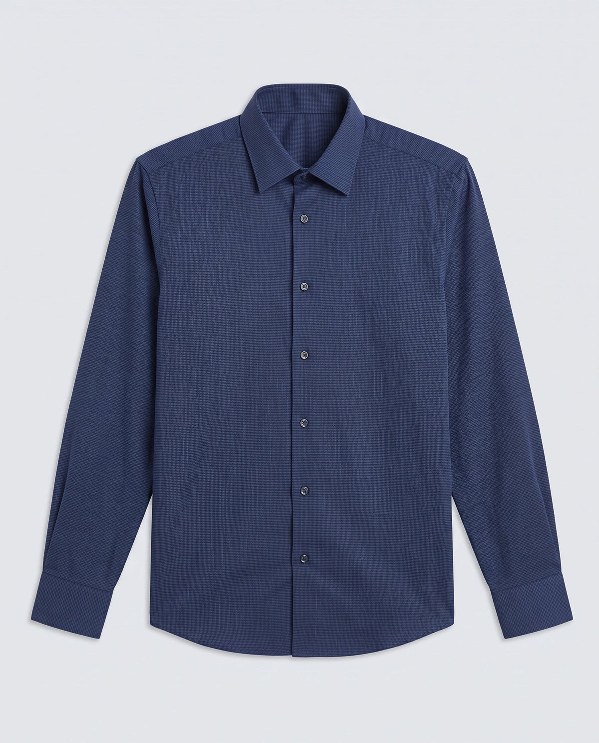 Rare Rabbit Men's Kenb Dark Blue Cotton Fabric Full Sleeve Spread Collar Button Regular Plain Shirt