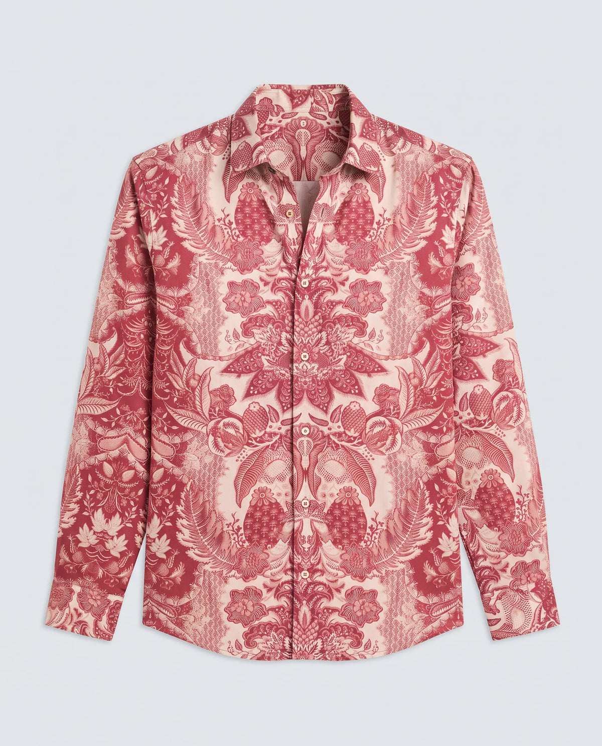 Rare Rabbit Men's Korp Red Cotton Blend Blend Fabric Full Sleeve Spread Collar Regular Fit Paisley Print Shirt