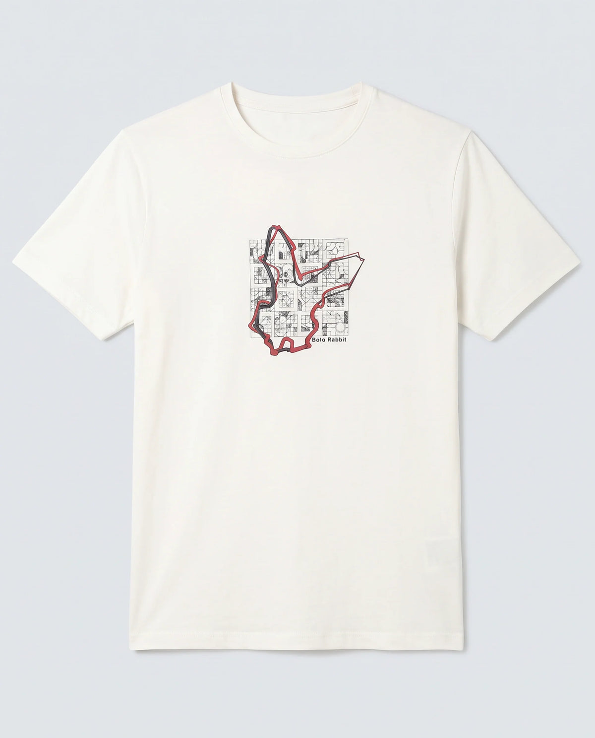 Rare Rabbit Men's Larri Off White Cotton Blend Fabric Half Sleeve Crew Neck Regular Fit Graphic Print T-Shirt
