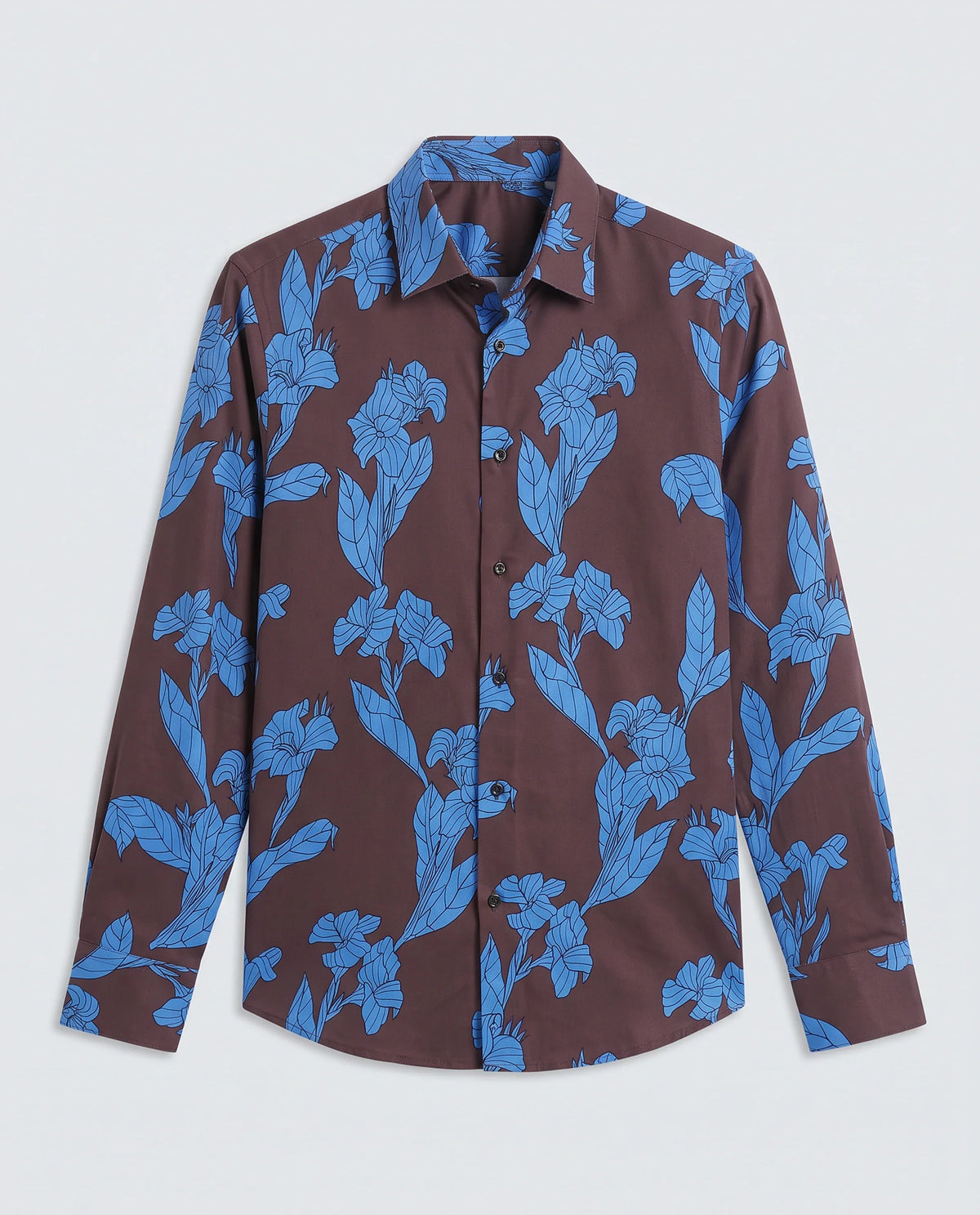 Rare Rabbit Men's Laxo Dusky Brown Cotton Blend Fabric Full Sleeve Spread Collar Regular Fit Floral Print Shirt