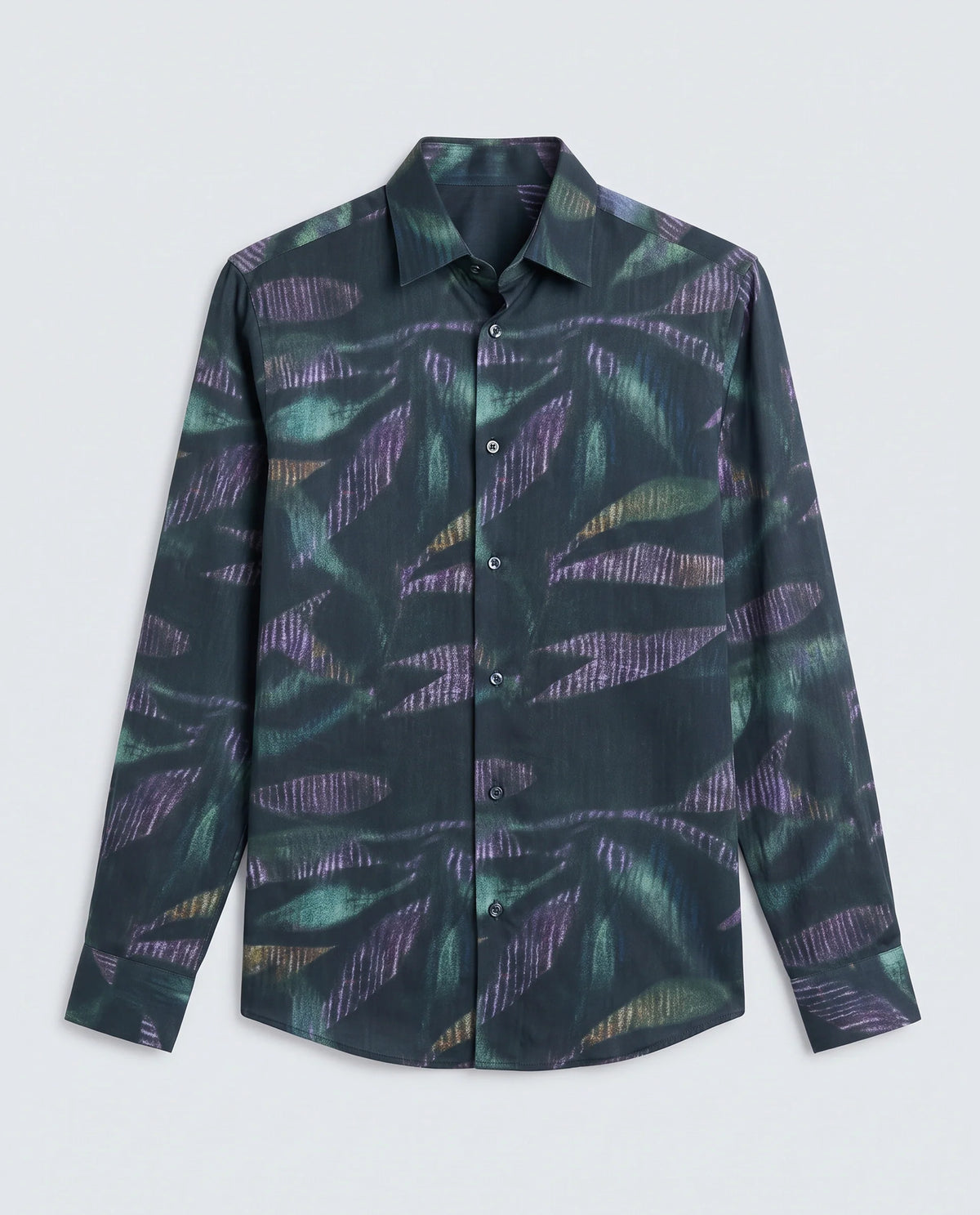 Rare Rabbit Men's Leafo Dusky Green Cotton Blend Blend Fabric Full Sleeve Regular Fit Abstract Print Shirt